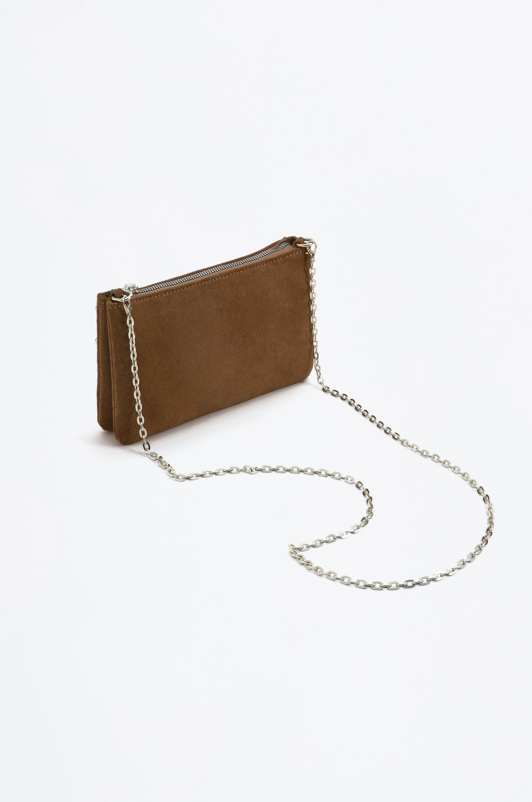 Faux suede crossbody bag — BROWN