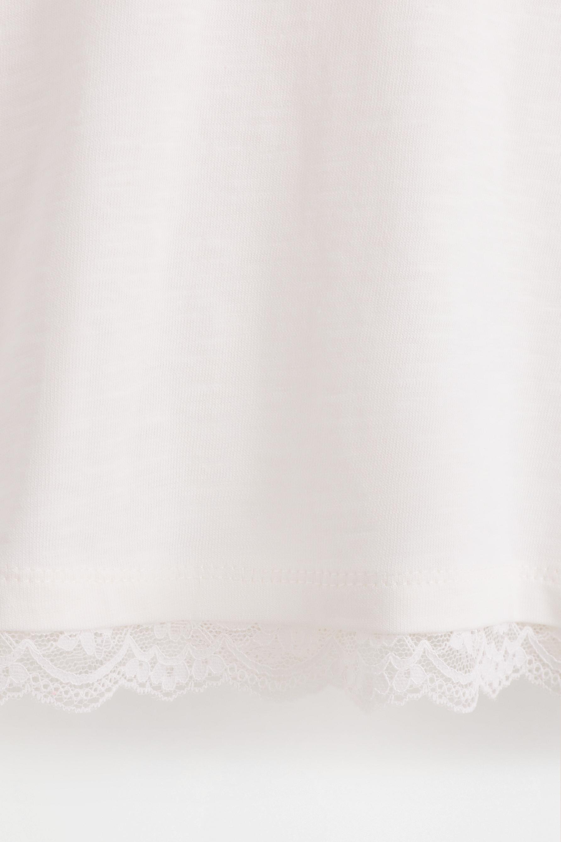 Lace T-shirt with tie — OFF WHITE