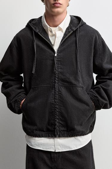 Hooded denim jacket — FADED BLACK 3