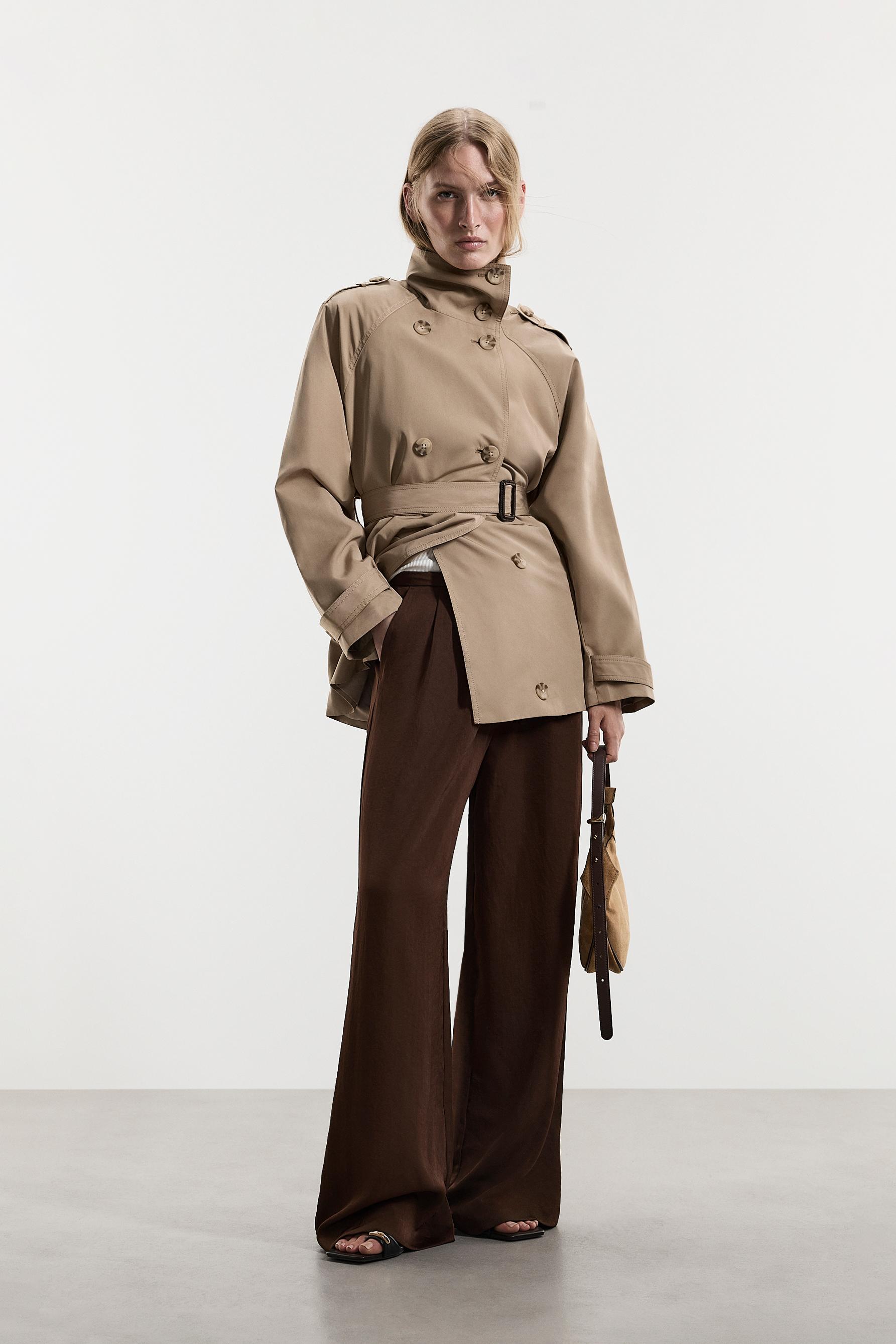 Satin wide-leg trousers — BROWN