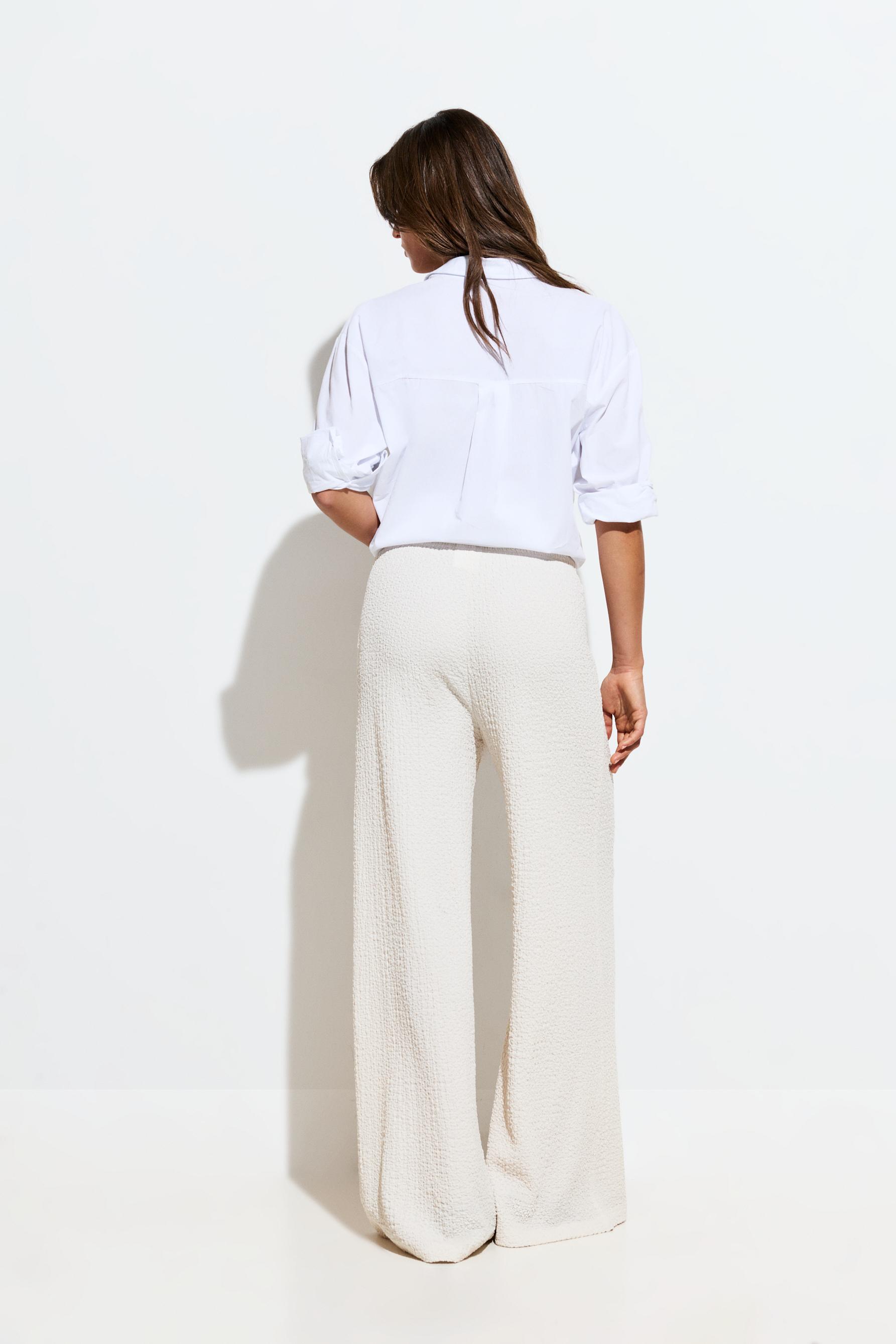 Textured wide-leg trousers — OFF WHITE