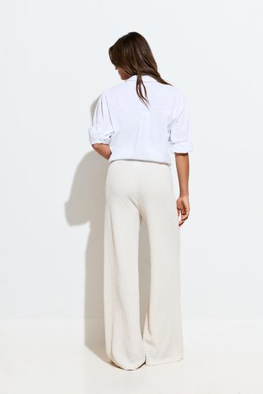 Textured wide-leg trousers — OFF WHITE 4