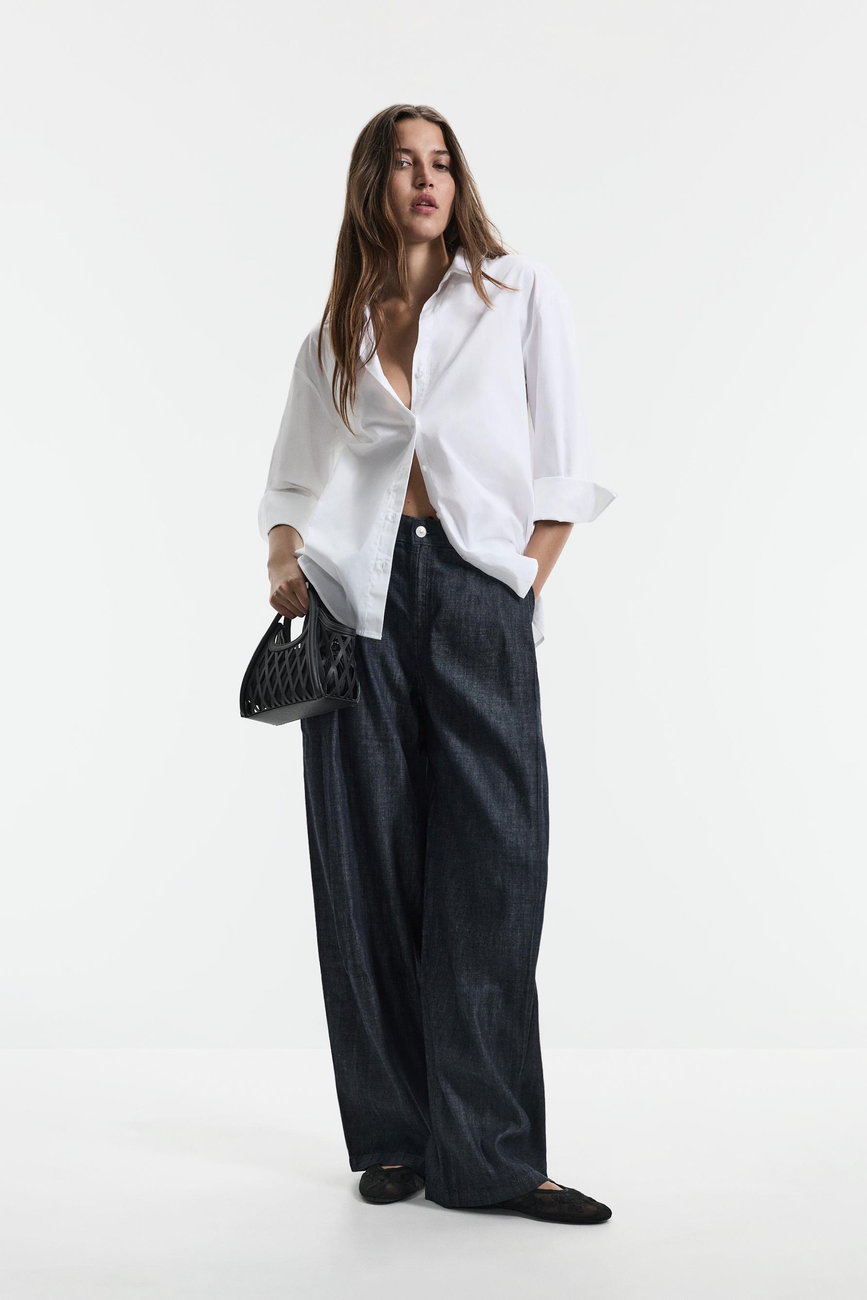 Barrel-leg darted trousers — NAVY
