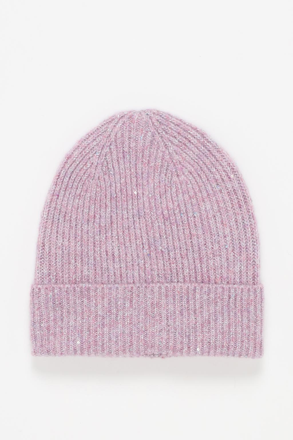 Shiny ribbed knit beanie