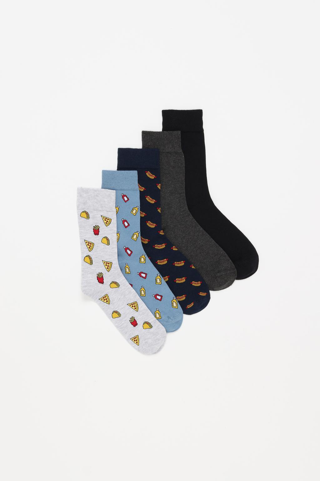 5-pack of contrast long socks.