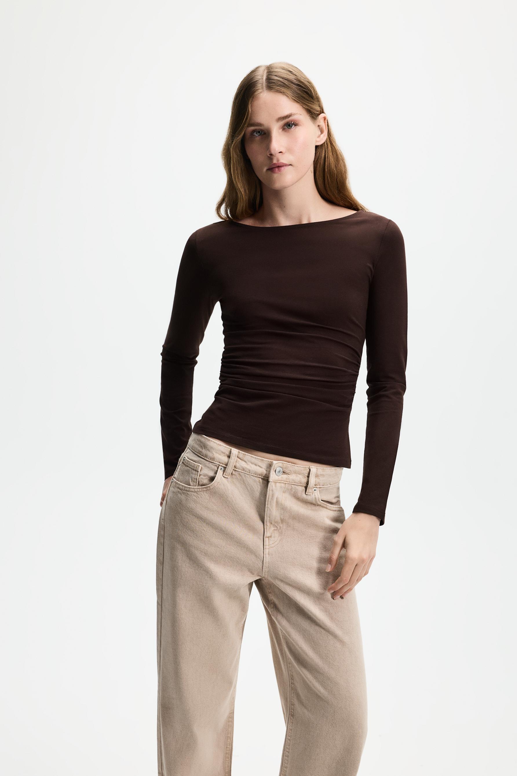 Ruched T-shirt — CHOCOLATE