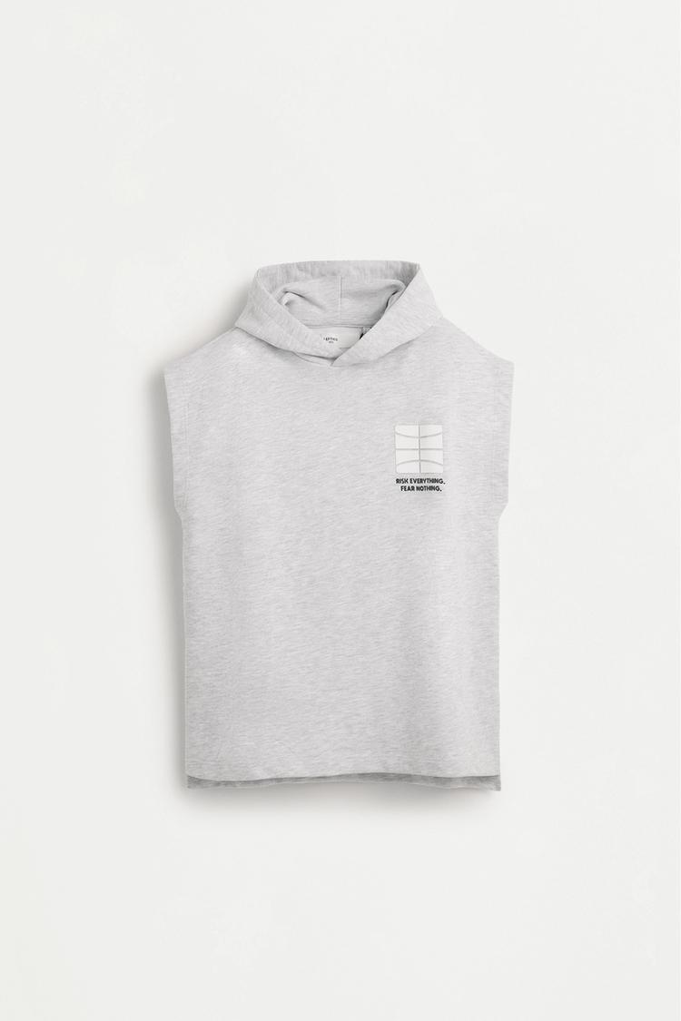 Sleeveless hoodie — GREY MARL