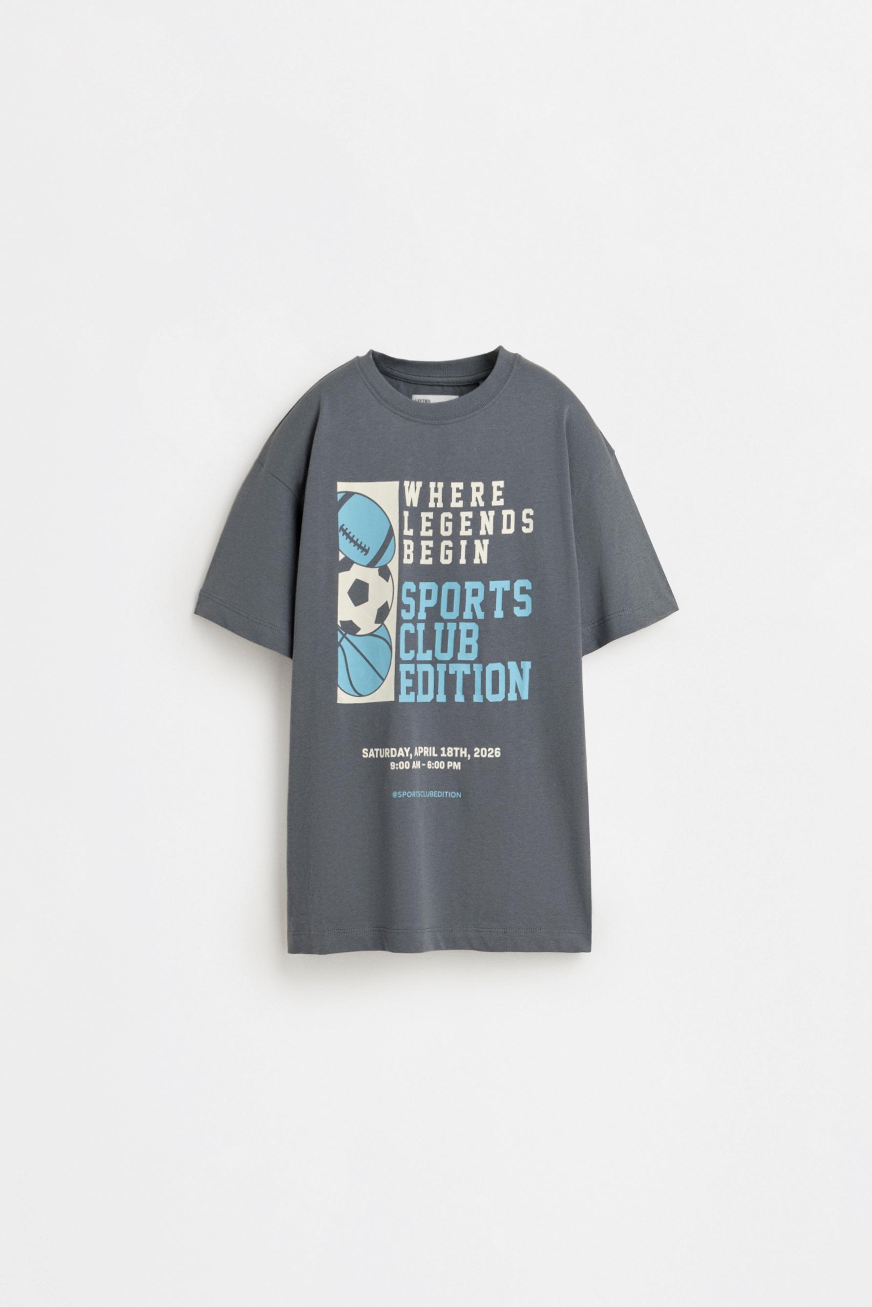 Printed T-shirt — BLUE GREY