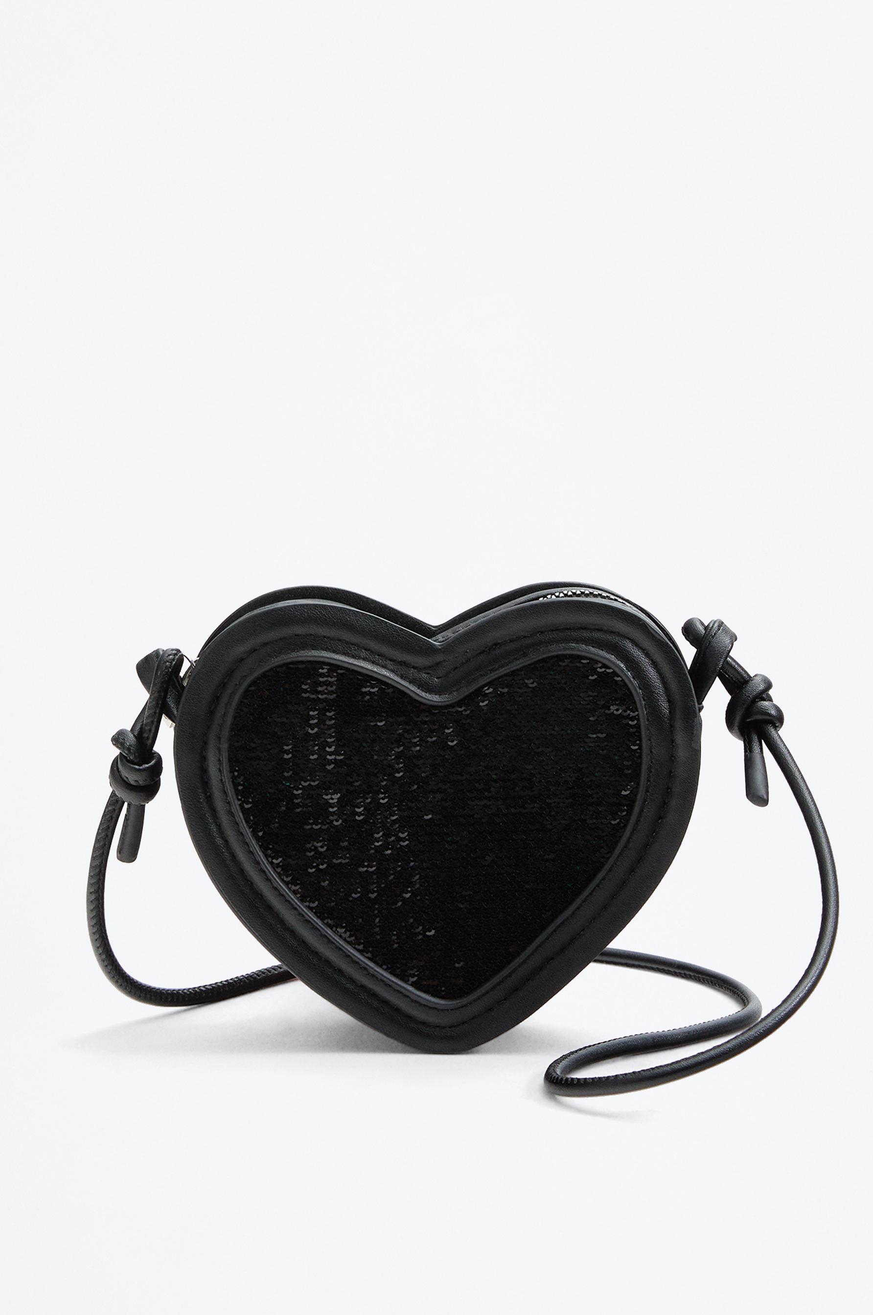 Heart sequin bag — BLACK