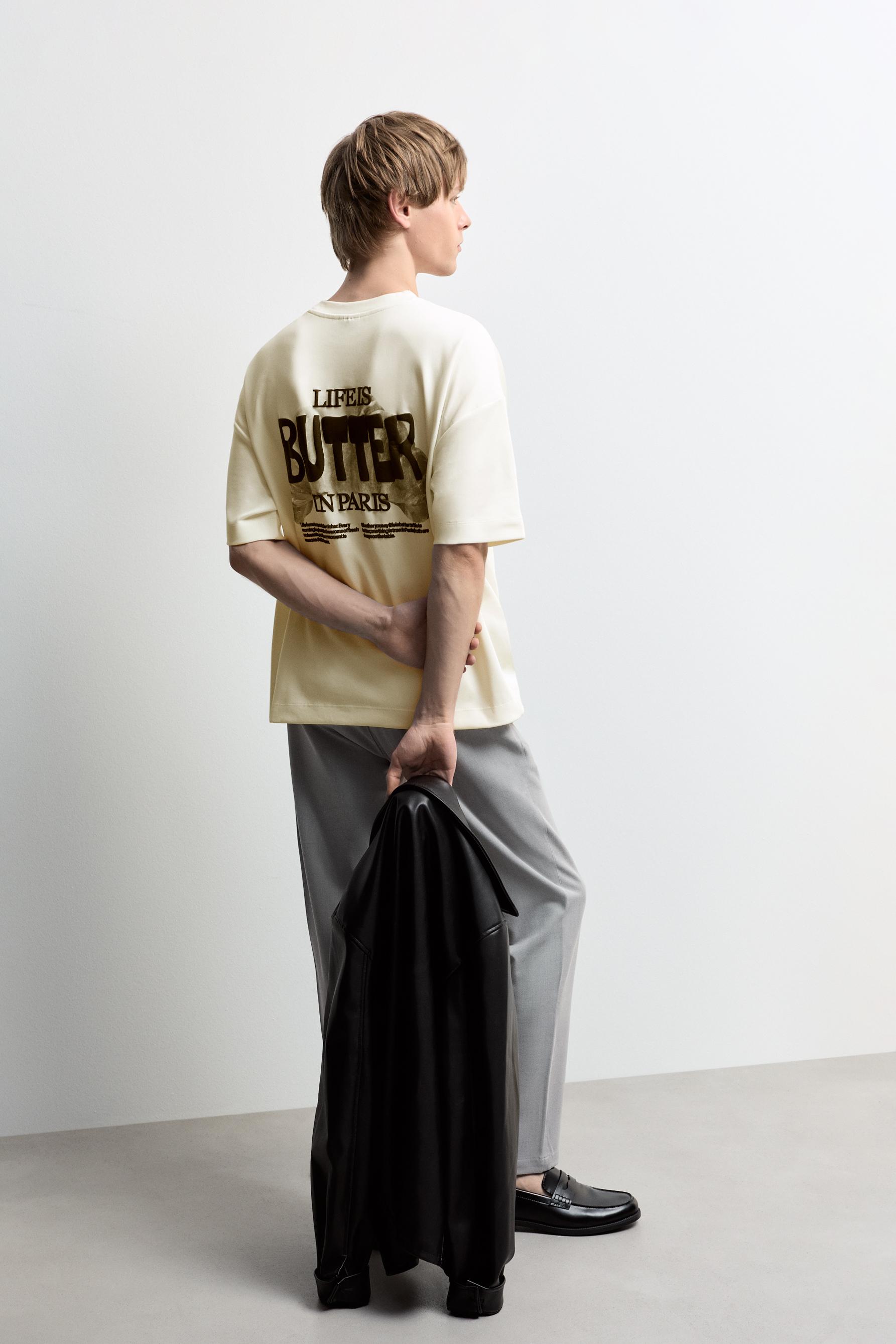 Interlock neoprene-effect T-shirt — OFF WHITE