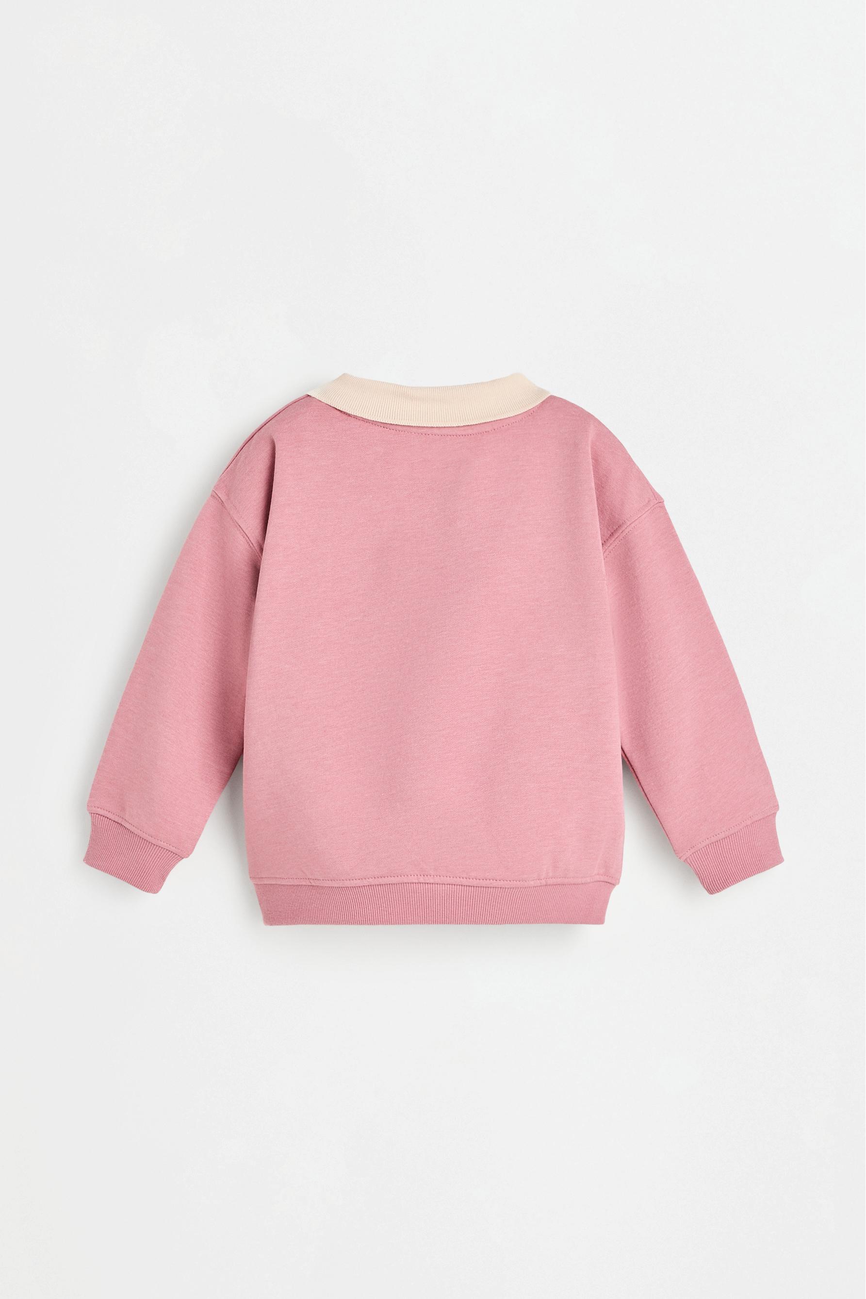 Polo sweatshirt and bow trousers set — DUSTY PINK