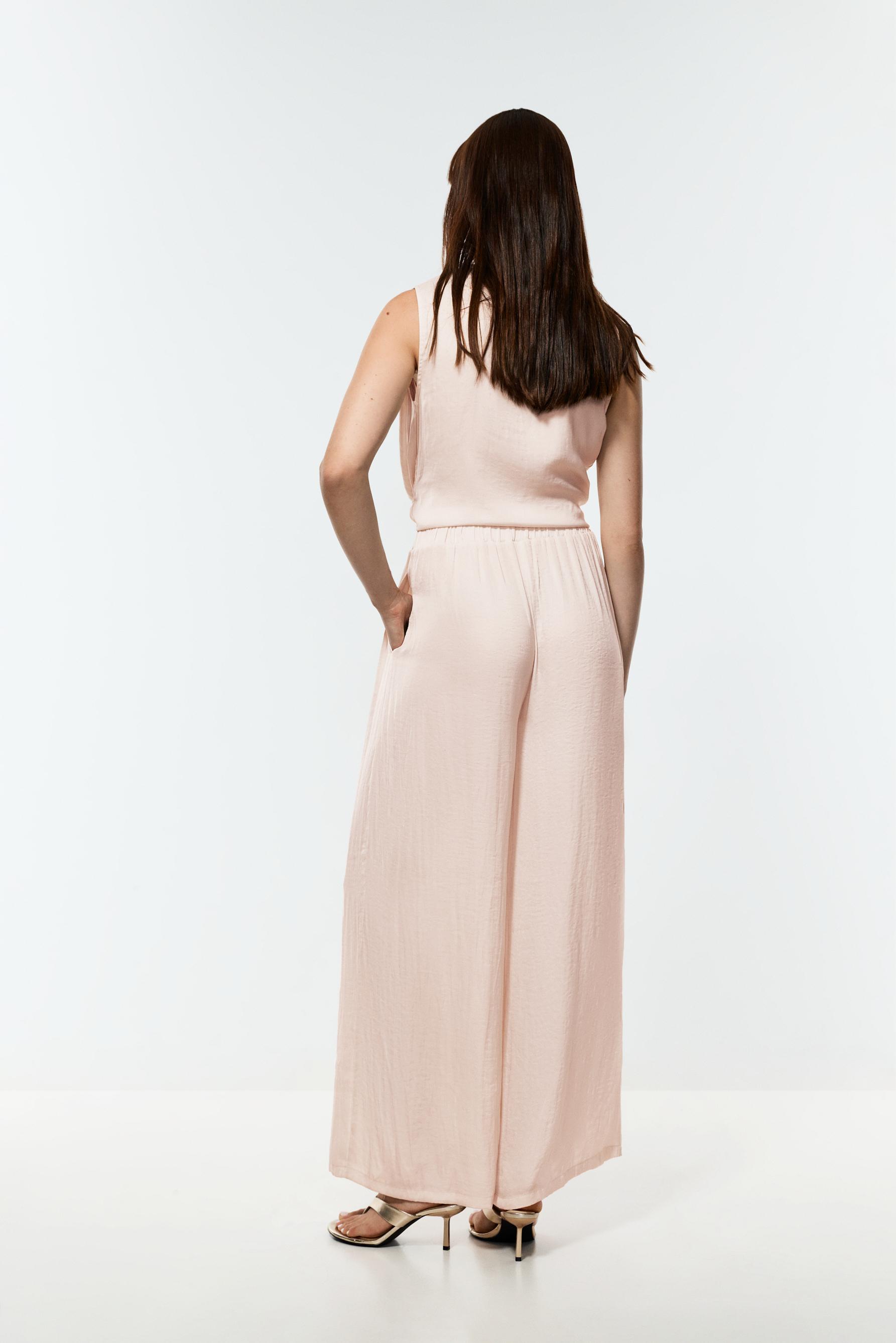 Satin palazzo trousers — CREAM