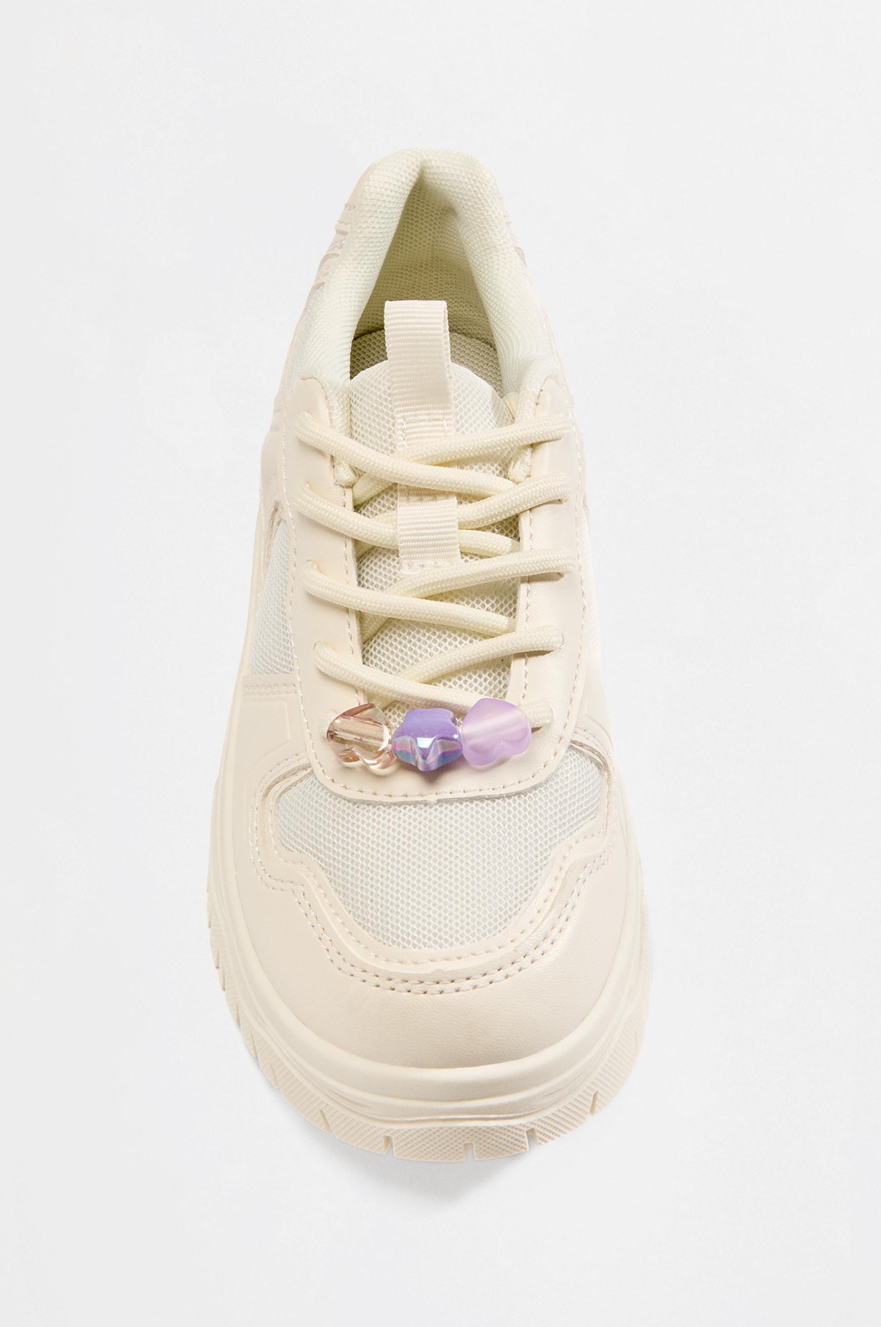 Platform charm sneakers — WHITE