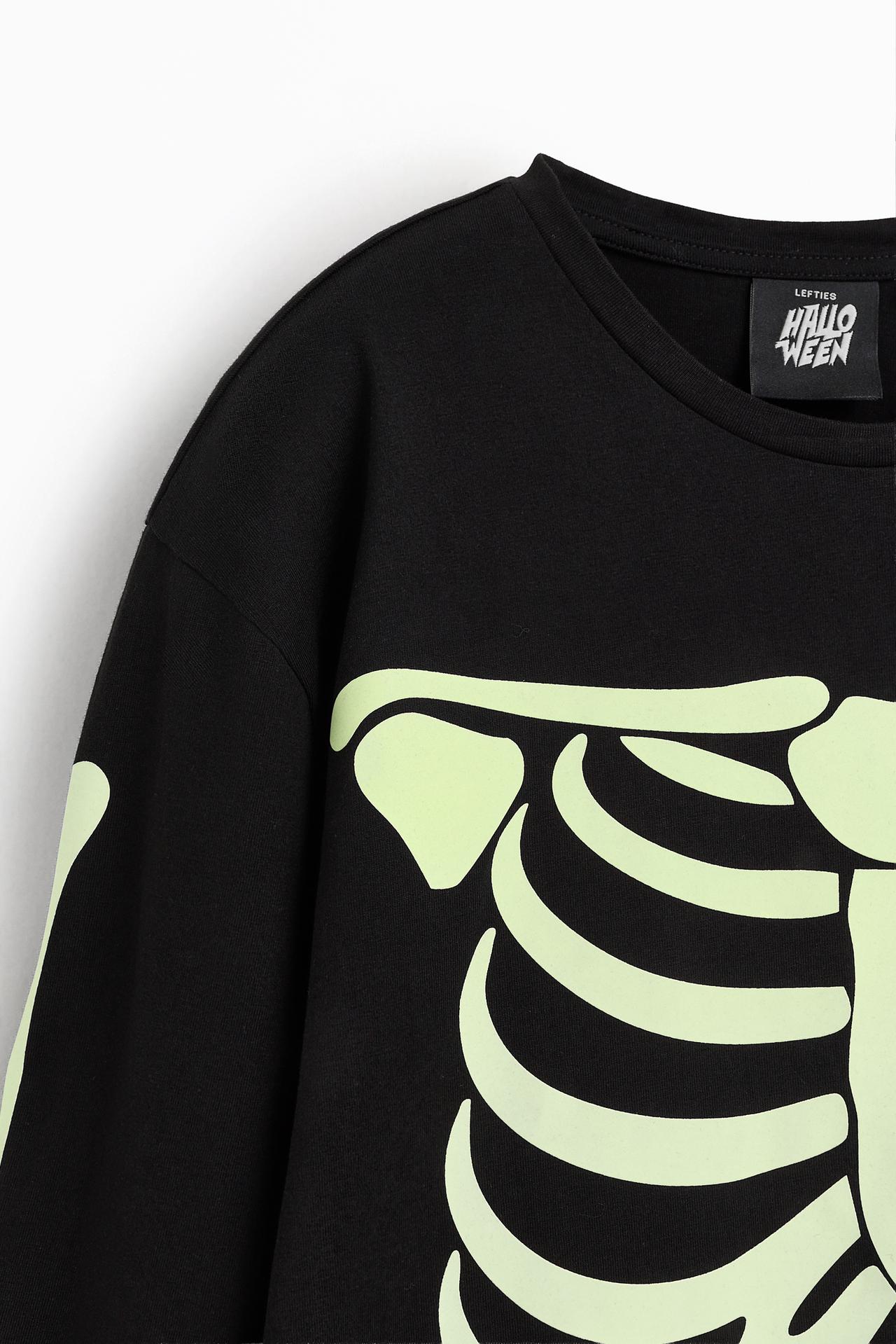 Girls' | Glow-in-the-dark skeleton pajamas — BLACK