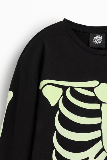 Girls' | Glow-in-the-dark skeleton pajamas — BLACK 5