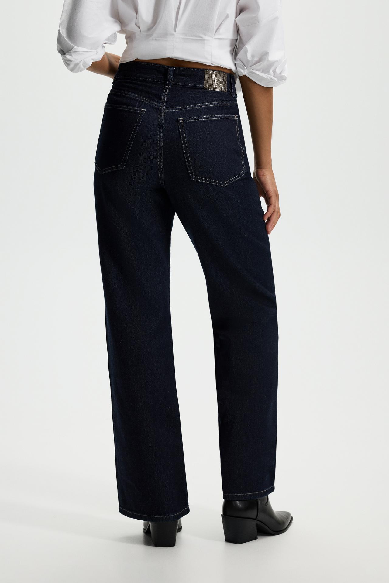 Wide-leg strass jeans — BLUE
