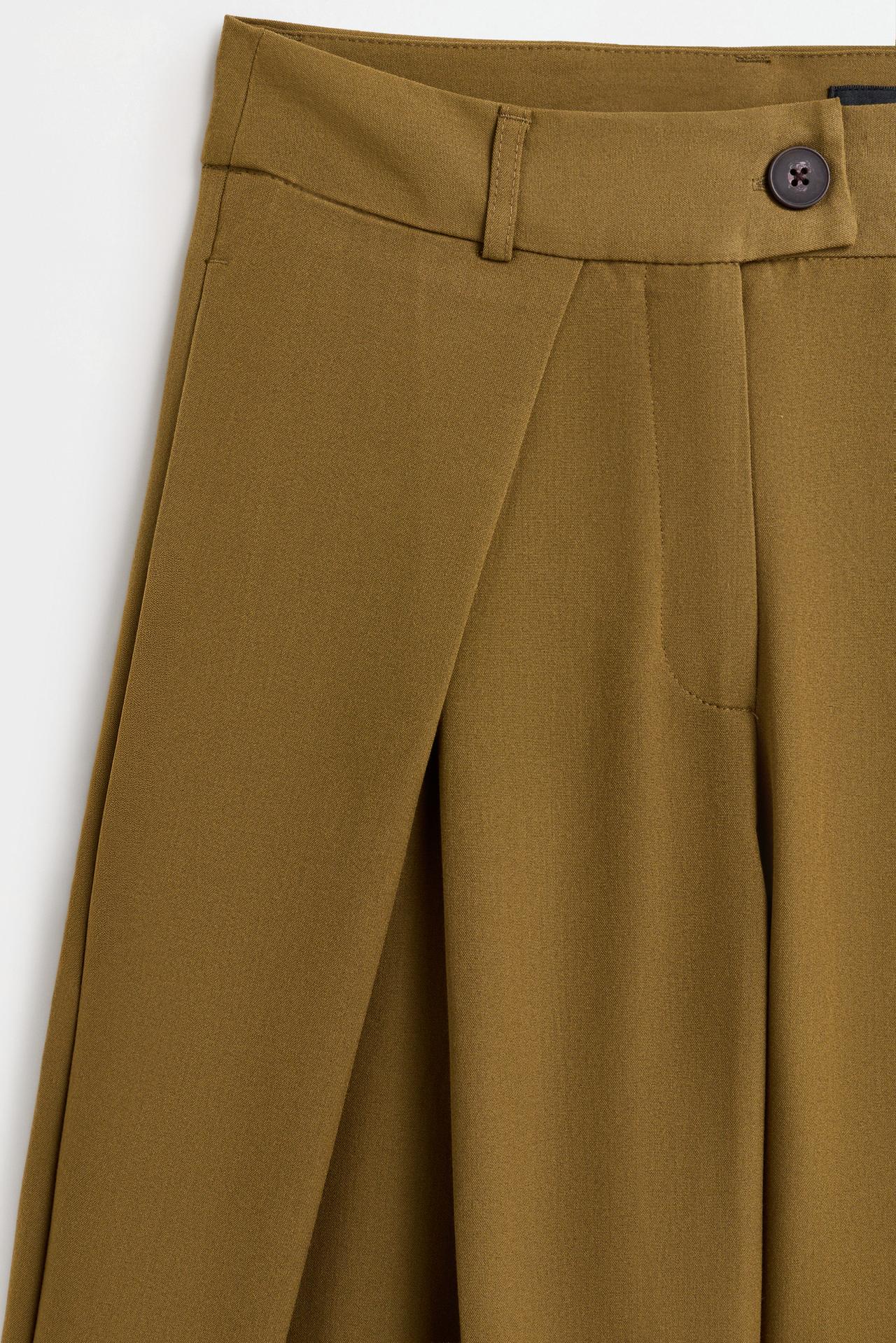 Pleated wide-leg trousers — KHAKI