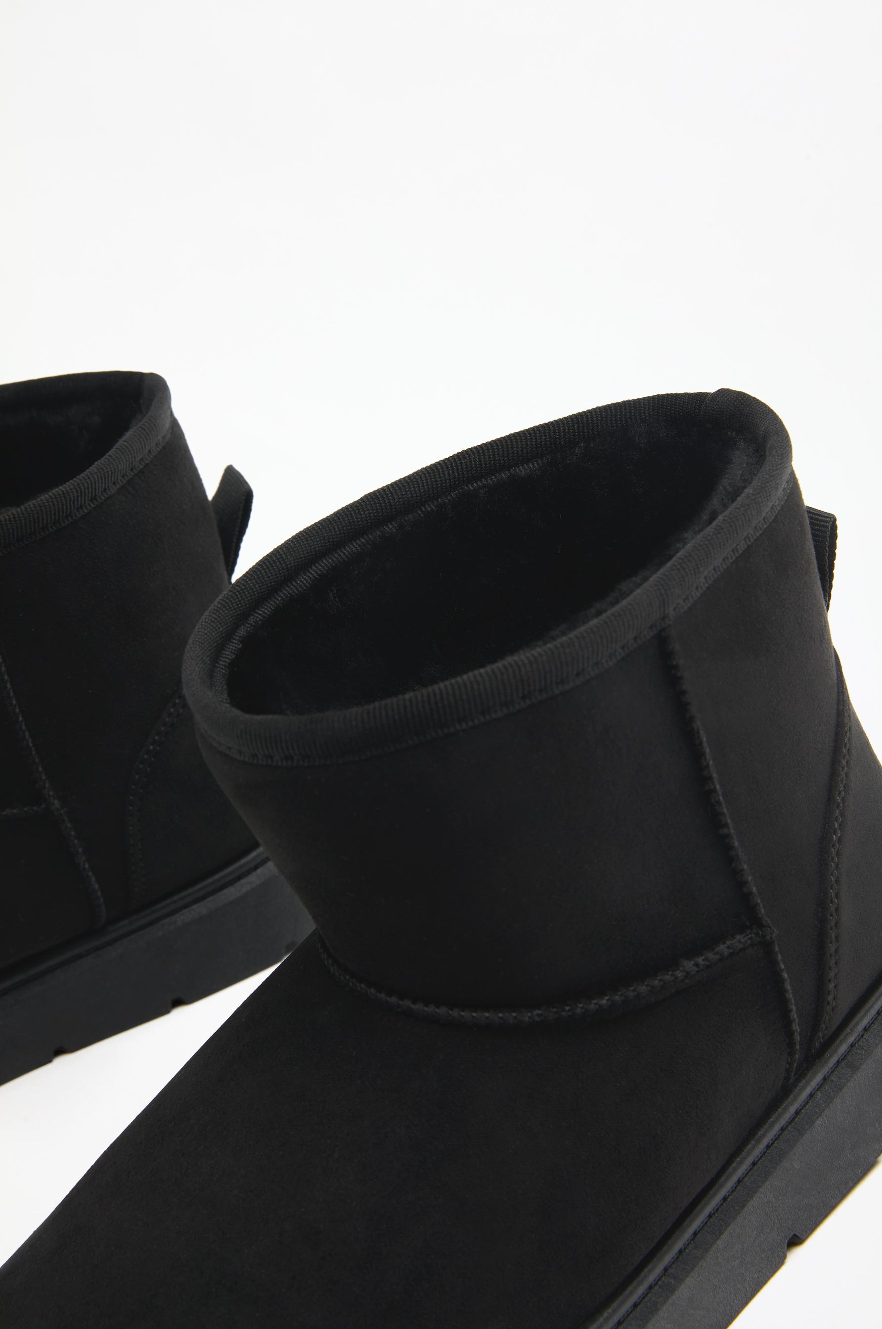 Flat fur ankle boots — BLACK