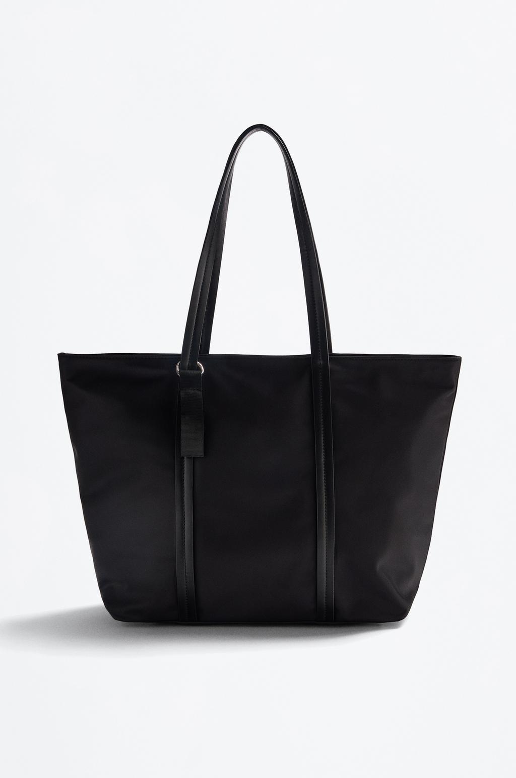 Nylon shopper bag with key ring detail