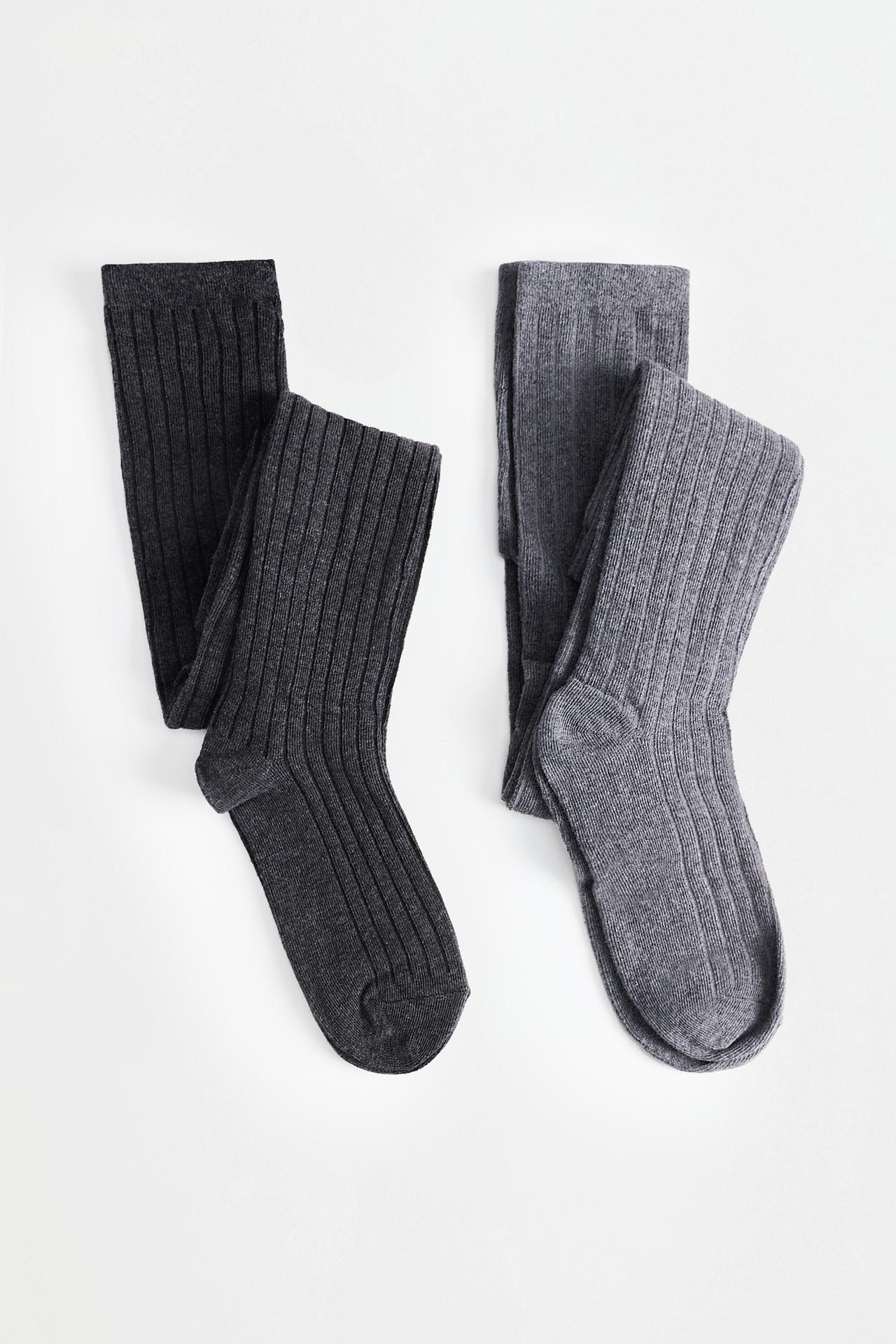 2-pack of ribbed tights — GREY MARL