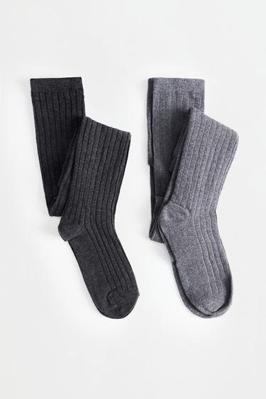 2-pack of ribbed tights — GREY MARL 1