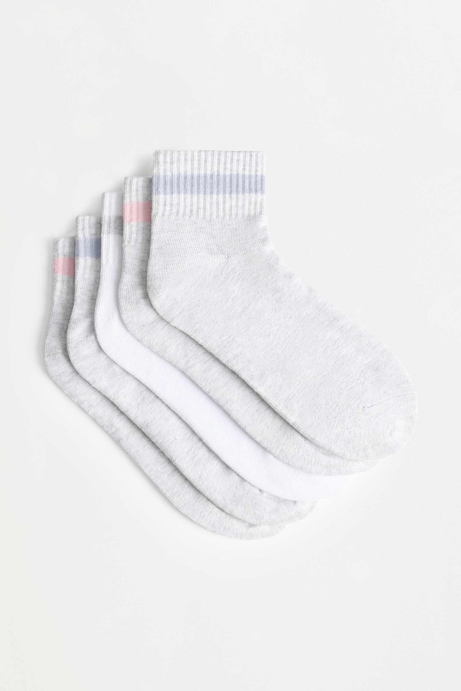 Striped ankle socks (5-pack) — GREY MARL