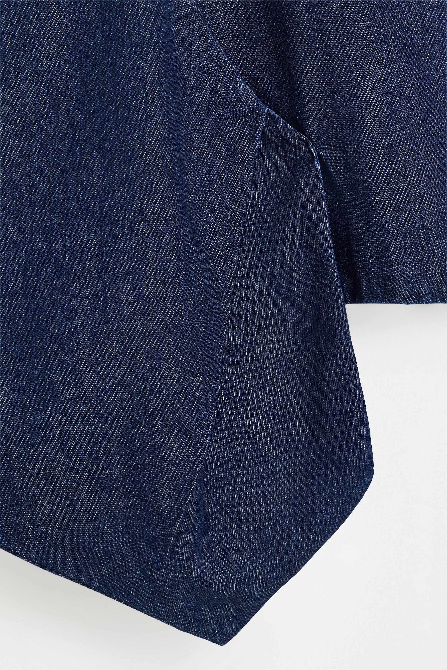 Indigo denim wrap halter top — NAVY