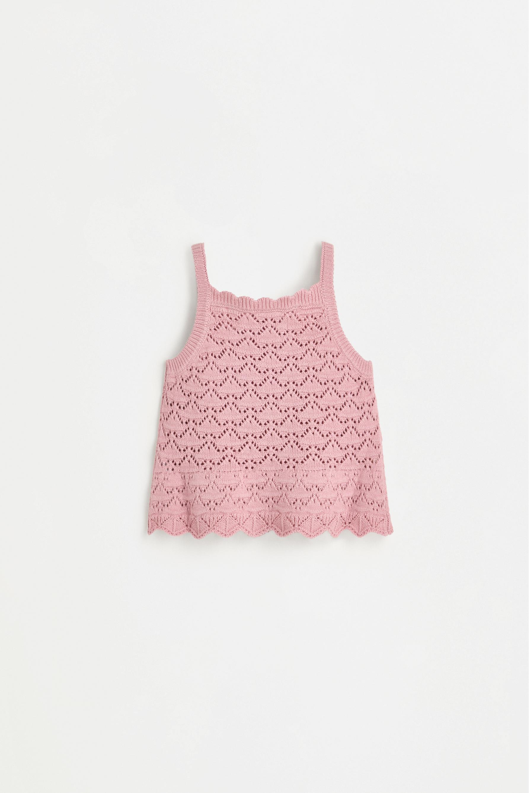 Crochet knit top — PALE PINK