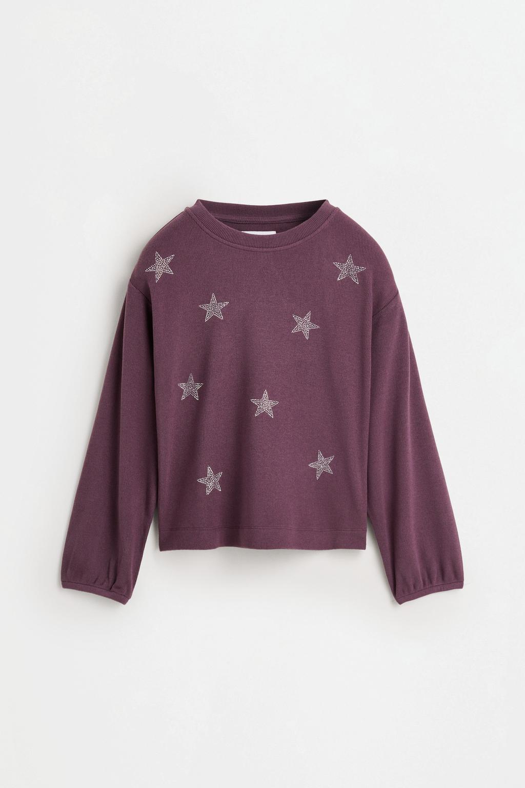 Bias cut rhinestones sweatshirt