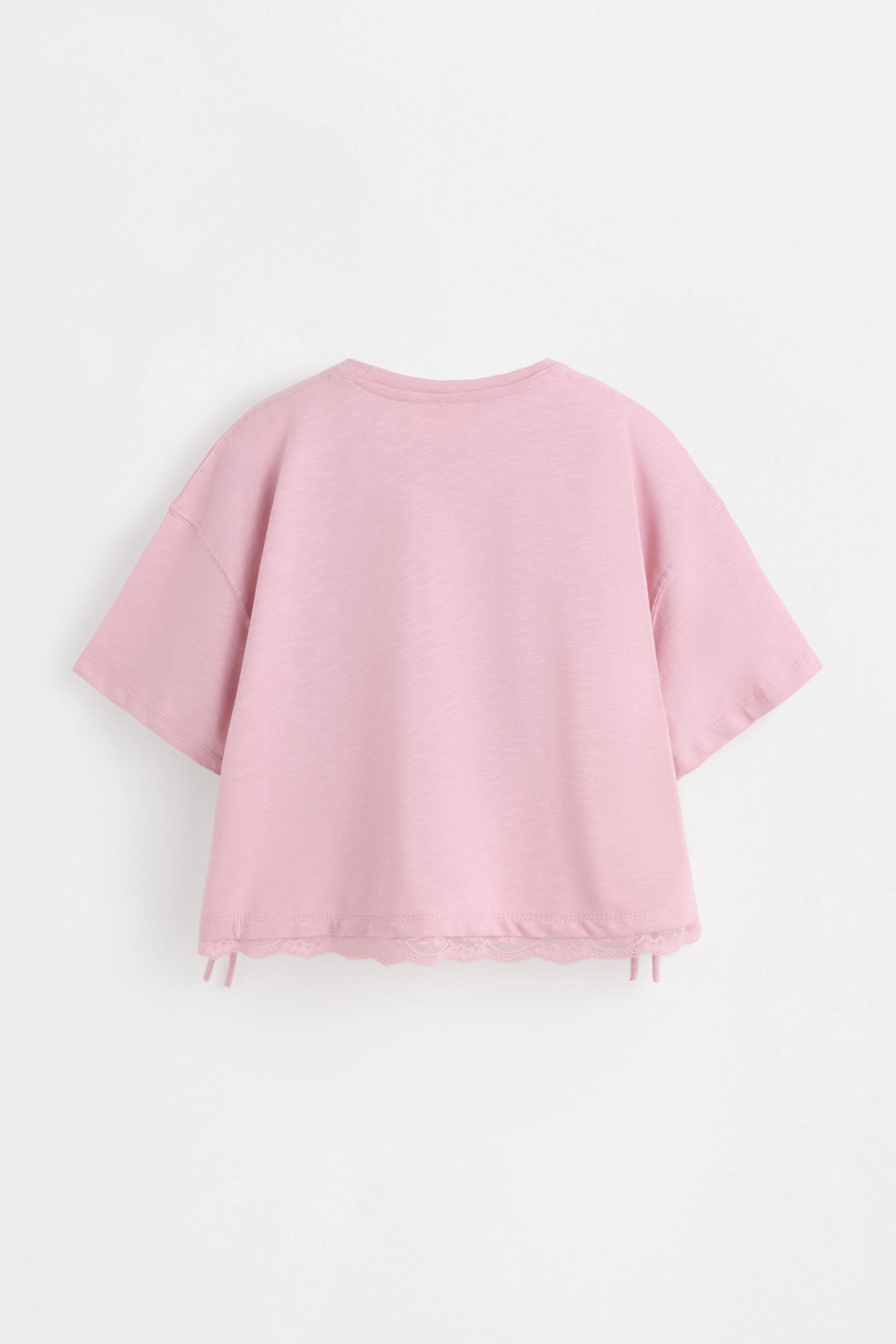 Lace T-shirt with tie — DUSTY PINK