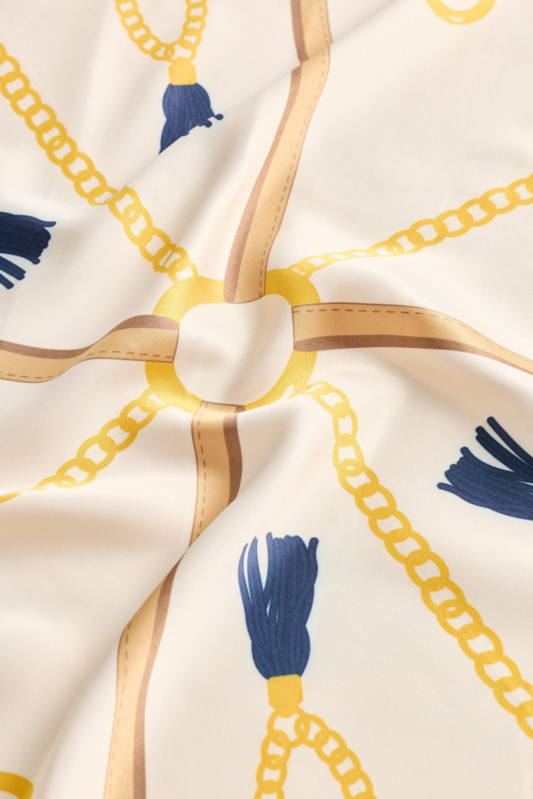 Satin chain print scarf — ECRU/YELLOW