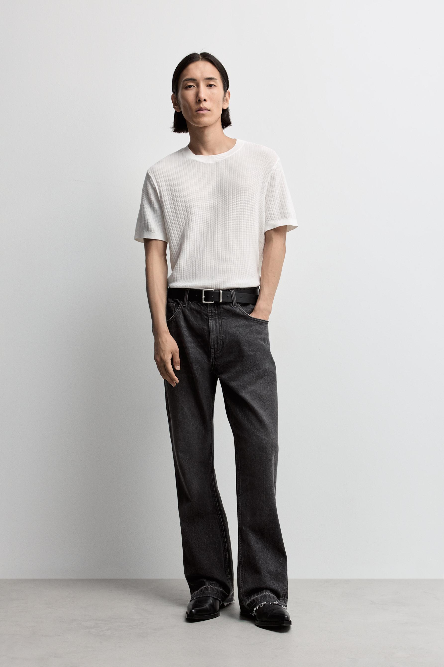 Ribbed knit T-shirt — WHITE