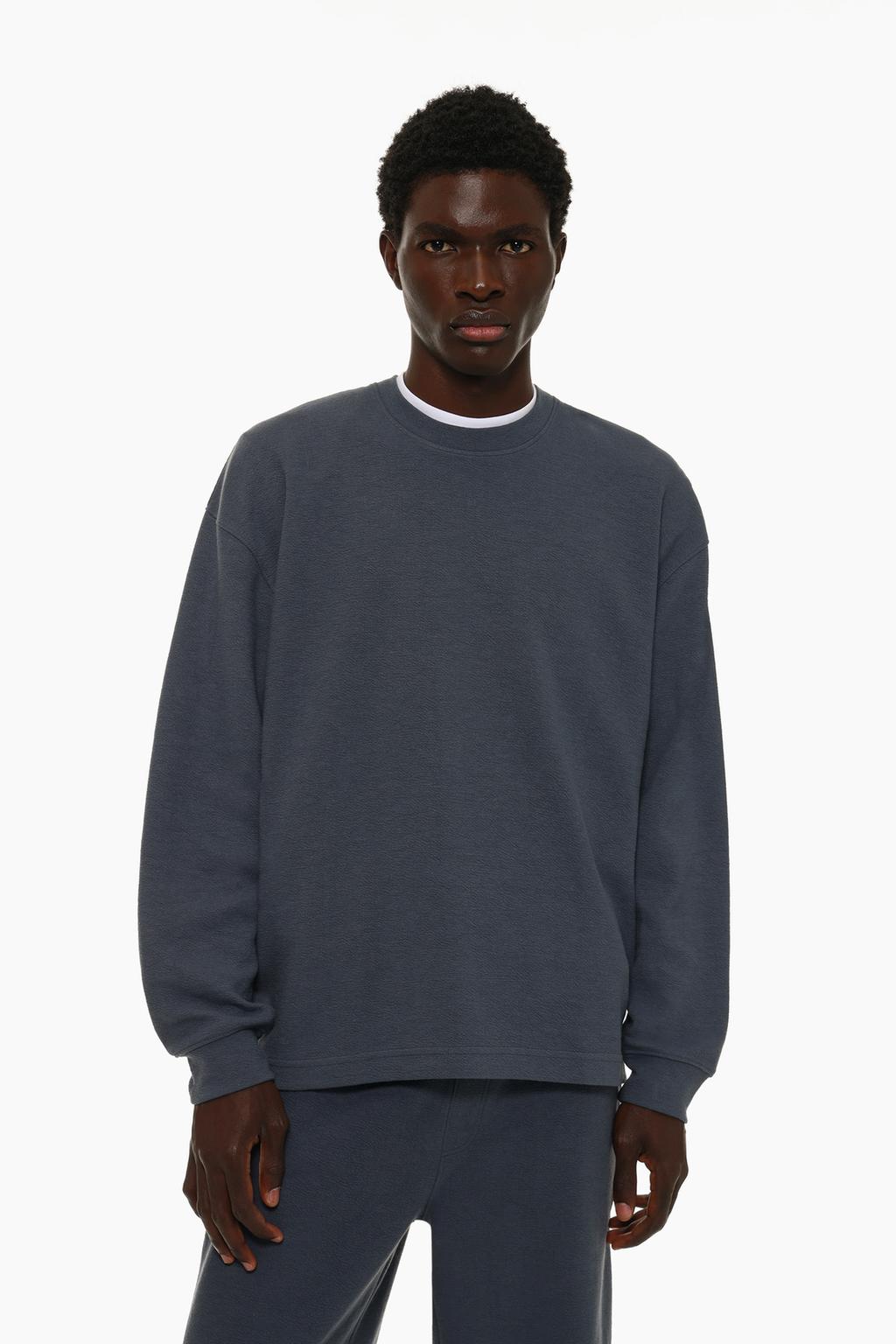 Relaxed fit dokulu sweatshirt