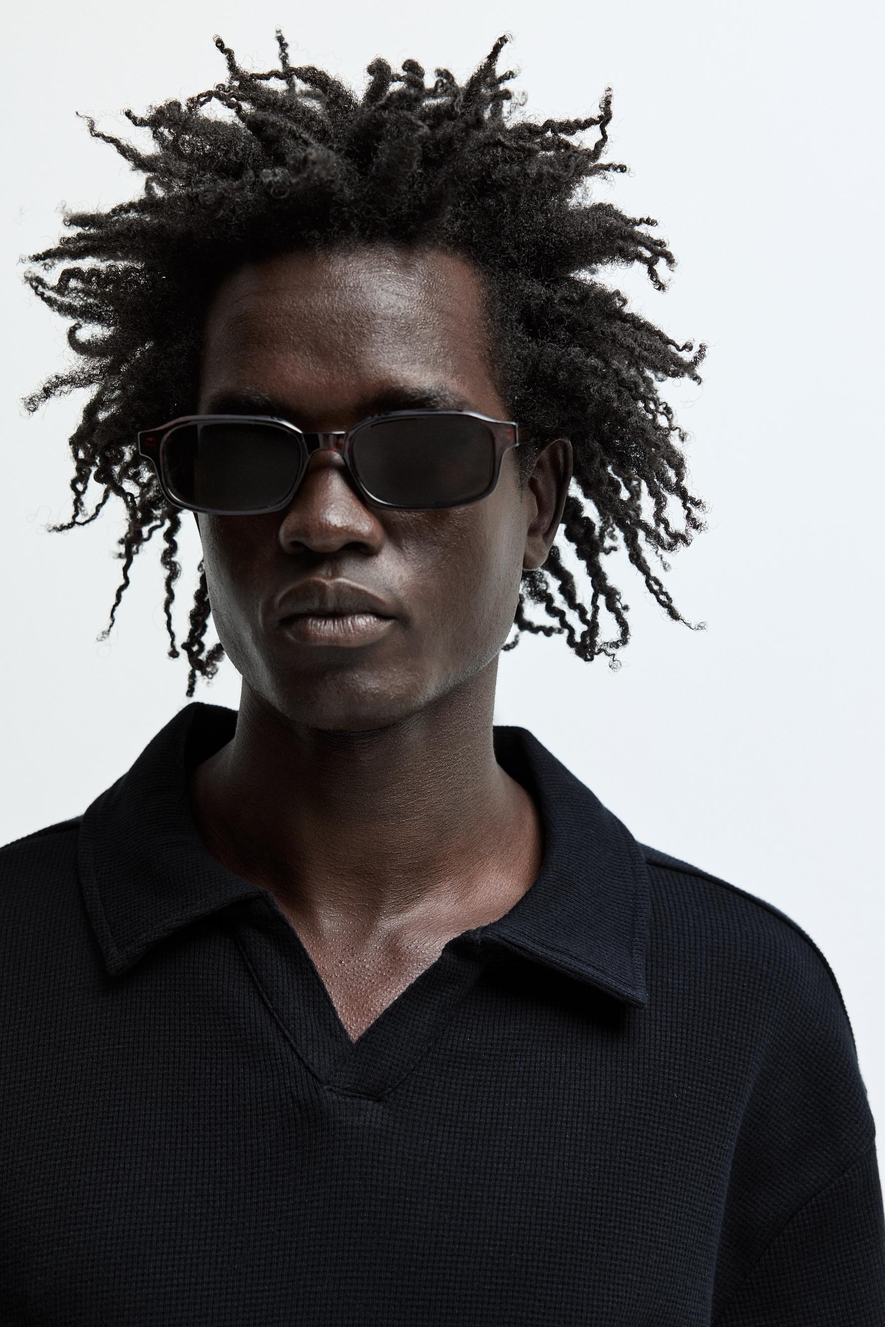 Waffle polo shirt — NAVY