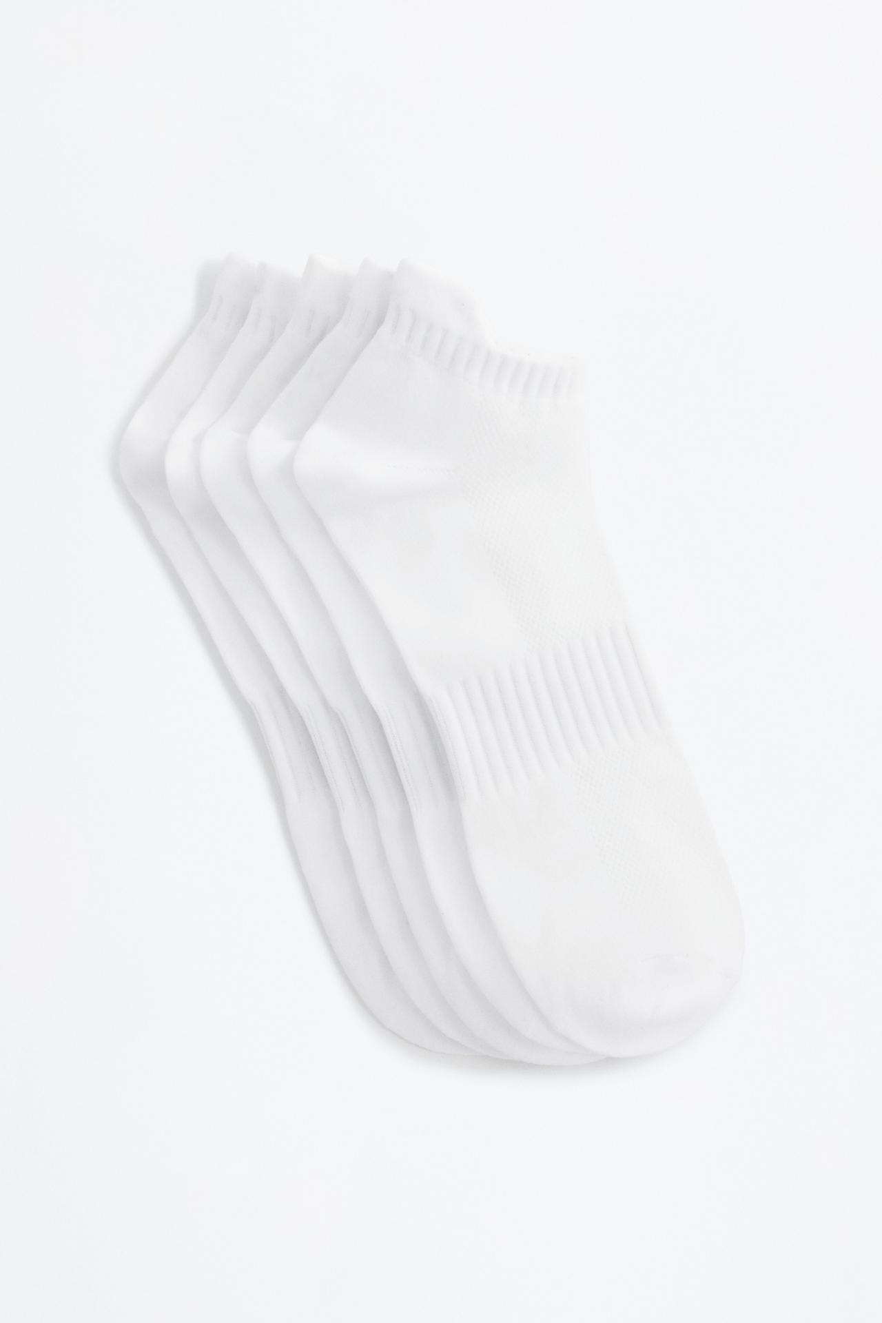 Short sports socks (5-pack) — WHITE