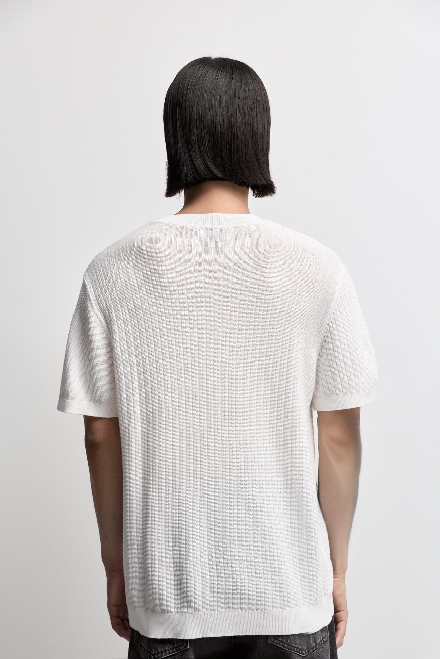 Ribbed knit T-shirt — WHITE