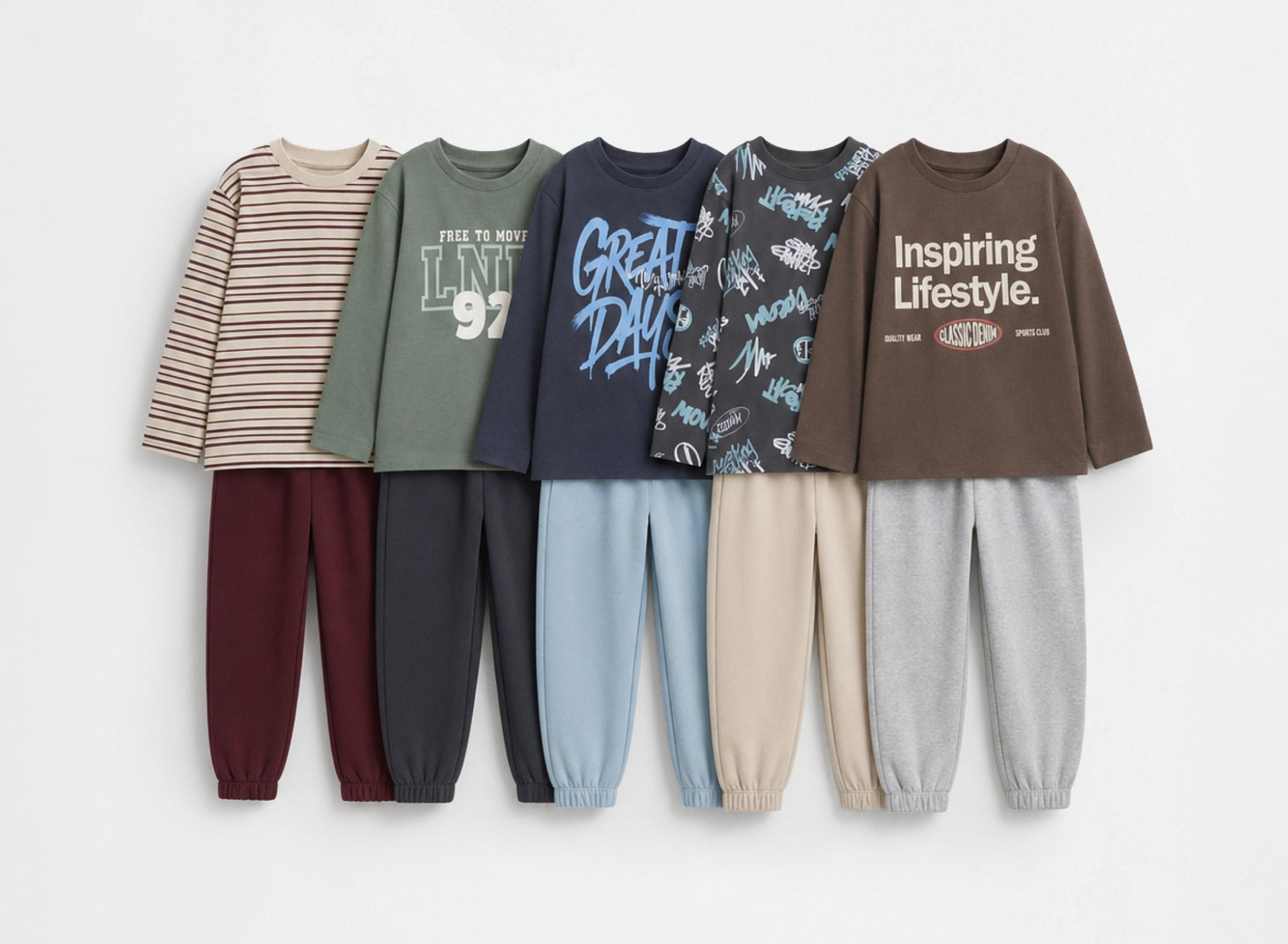 5-Pack of T-shirt and fleece pants sets — NAVY
