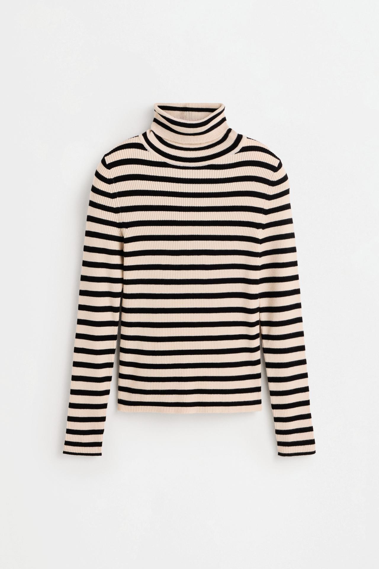 Ribbed high-neck sweater — WHITE/BLACK