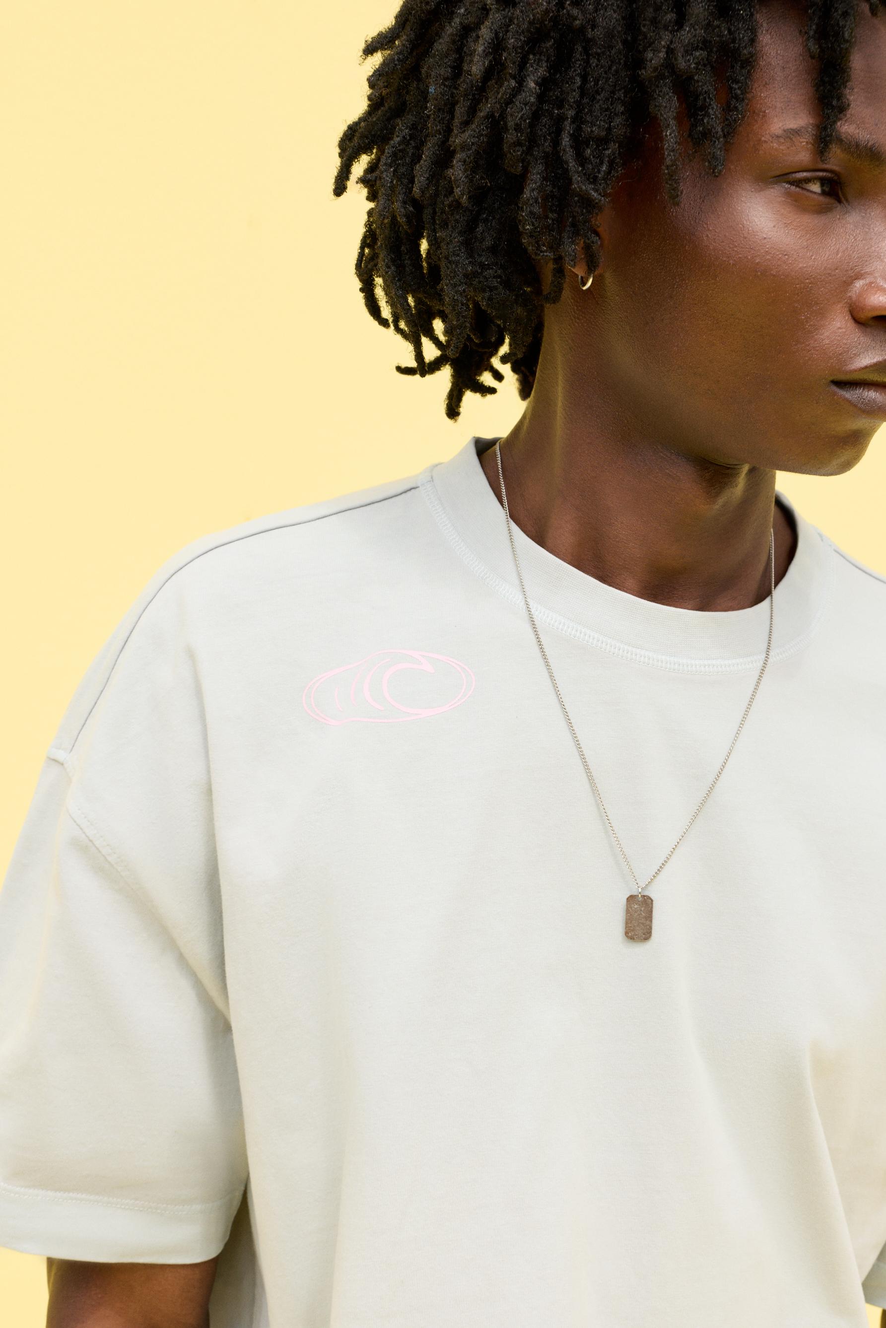 Faded effect printed T-shirt — STEEL