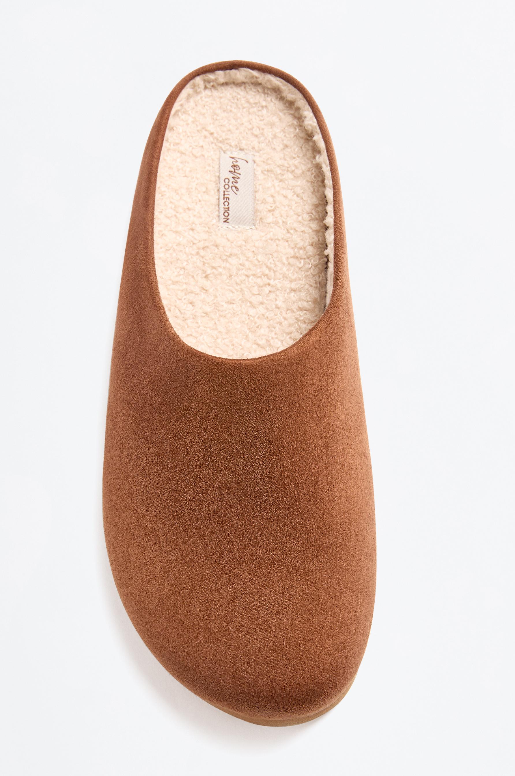Faux suede home clogs — LEATHER