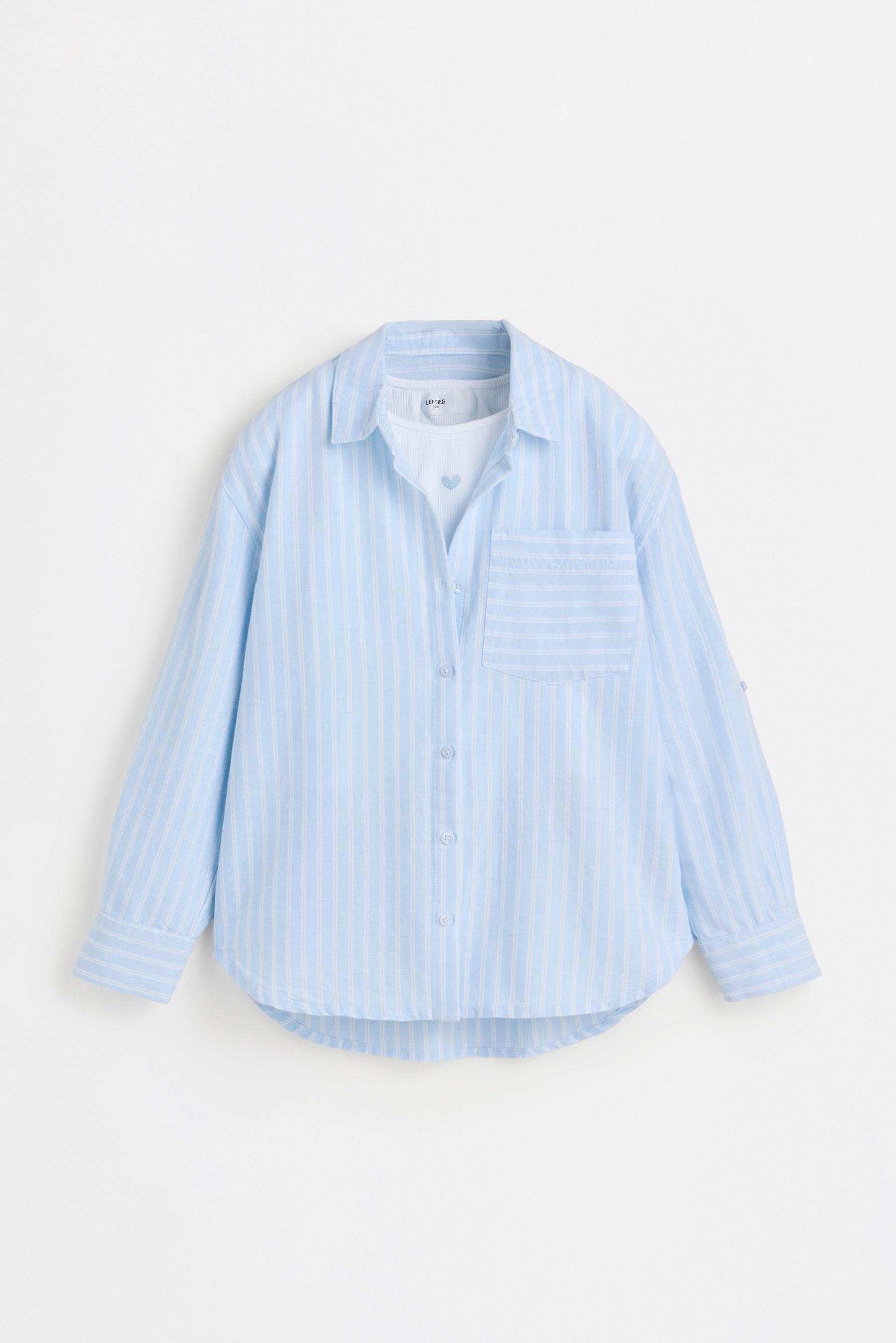 Striped shirt and ribbed T-shirt pack — WATER BLUE