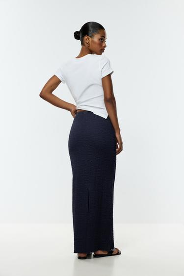 Textured midi skirt — NAVY 5
