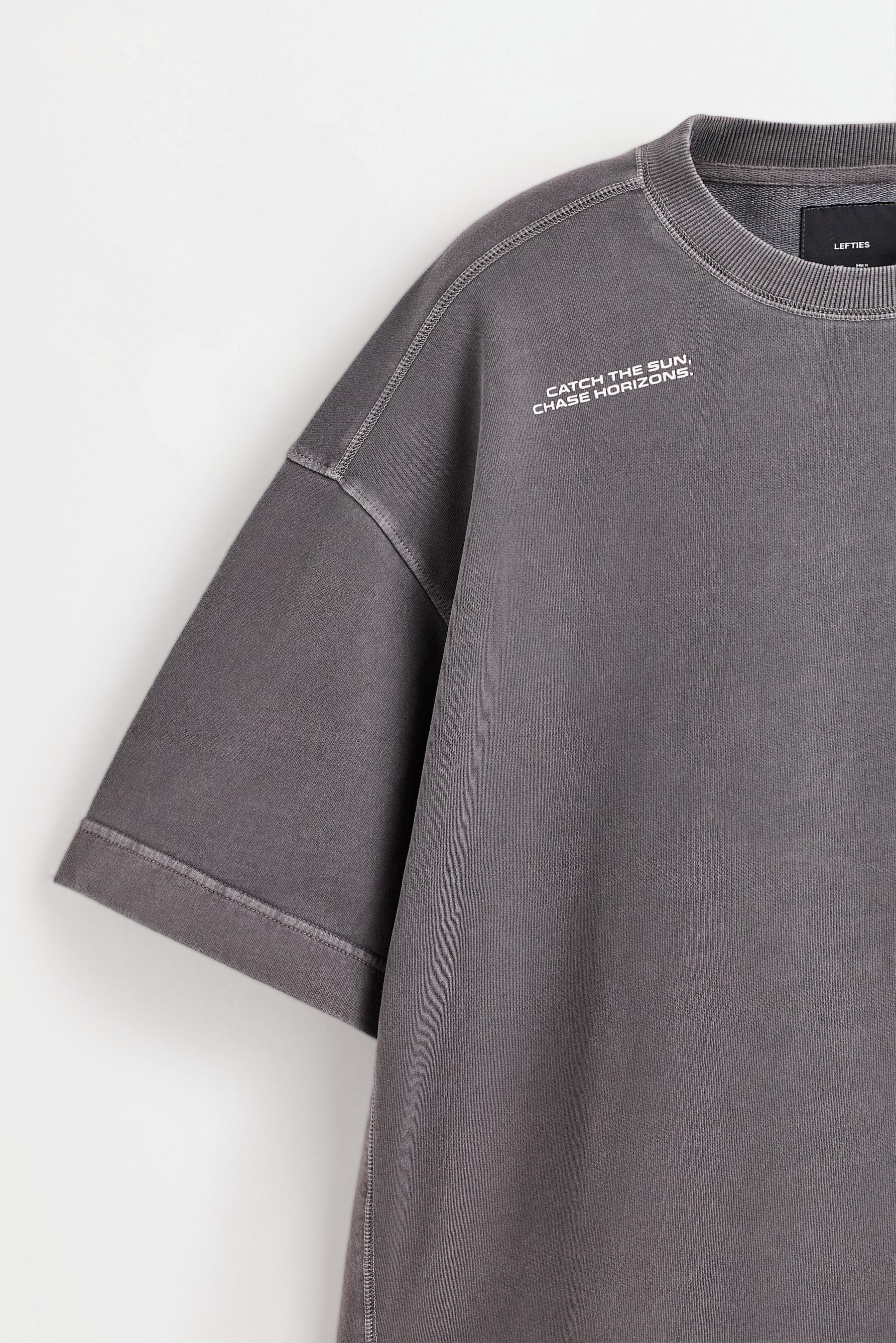 Faded-effect short sleeve sweatshirt — DARK GREY