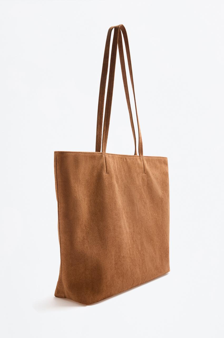 Faux suede bucket shopper bag Winter accesories ACCESSORIES