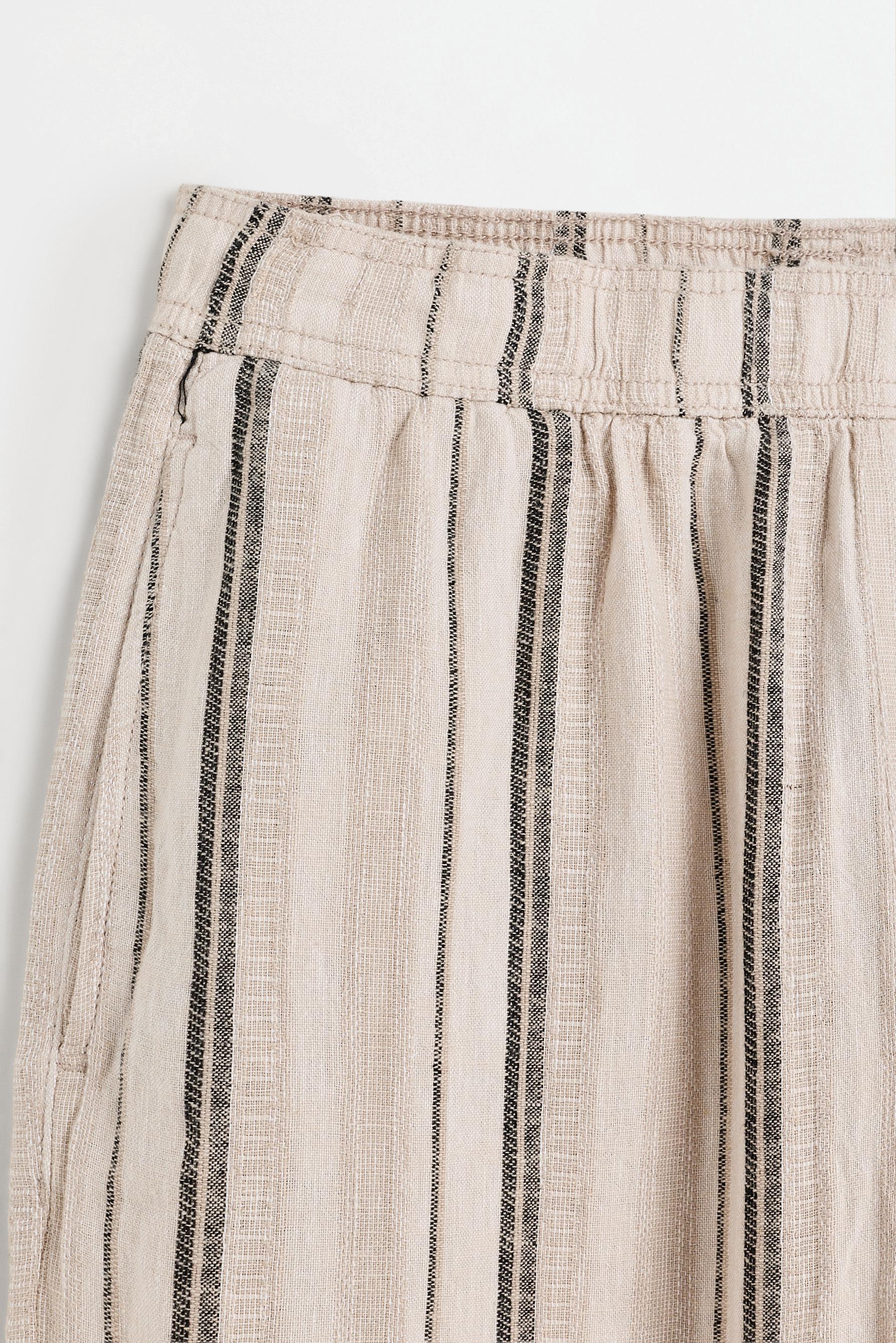 Rustic linen-blend trousers — BEIGE