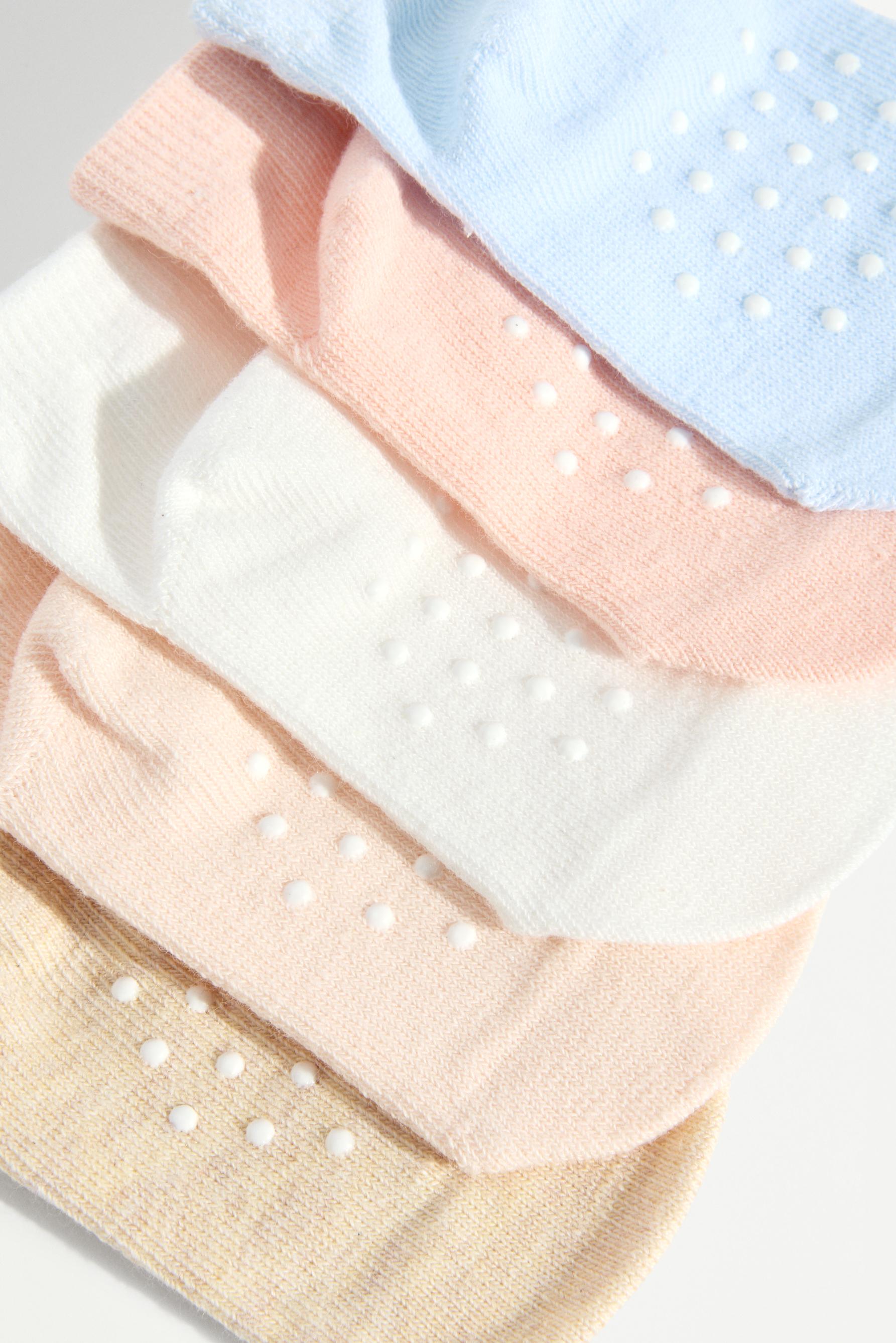 5-pack of non-slip short socks — PINK TONES