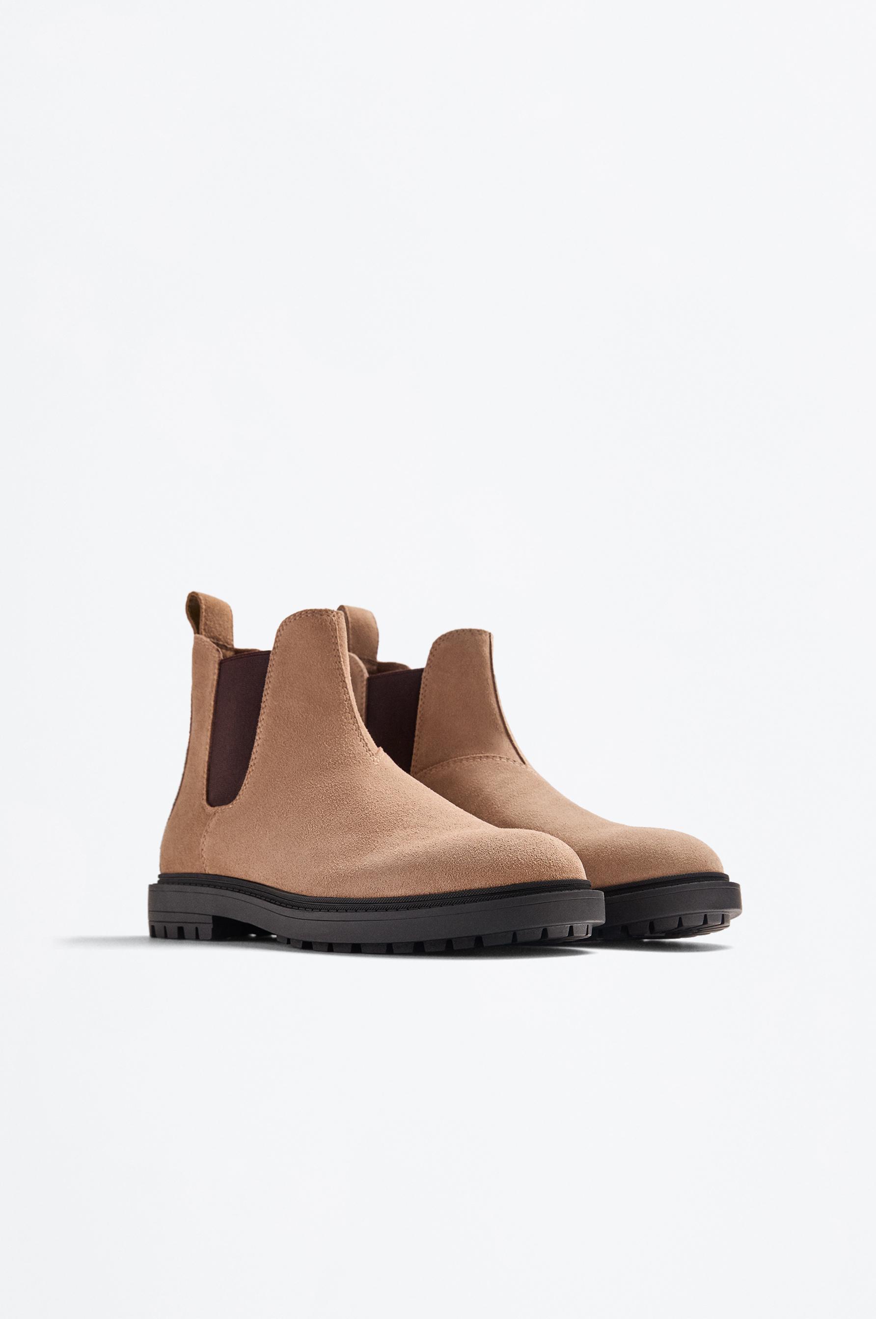 Leather Chelsea ankle boots — BEIGE