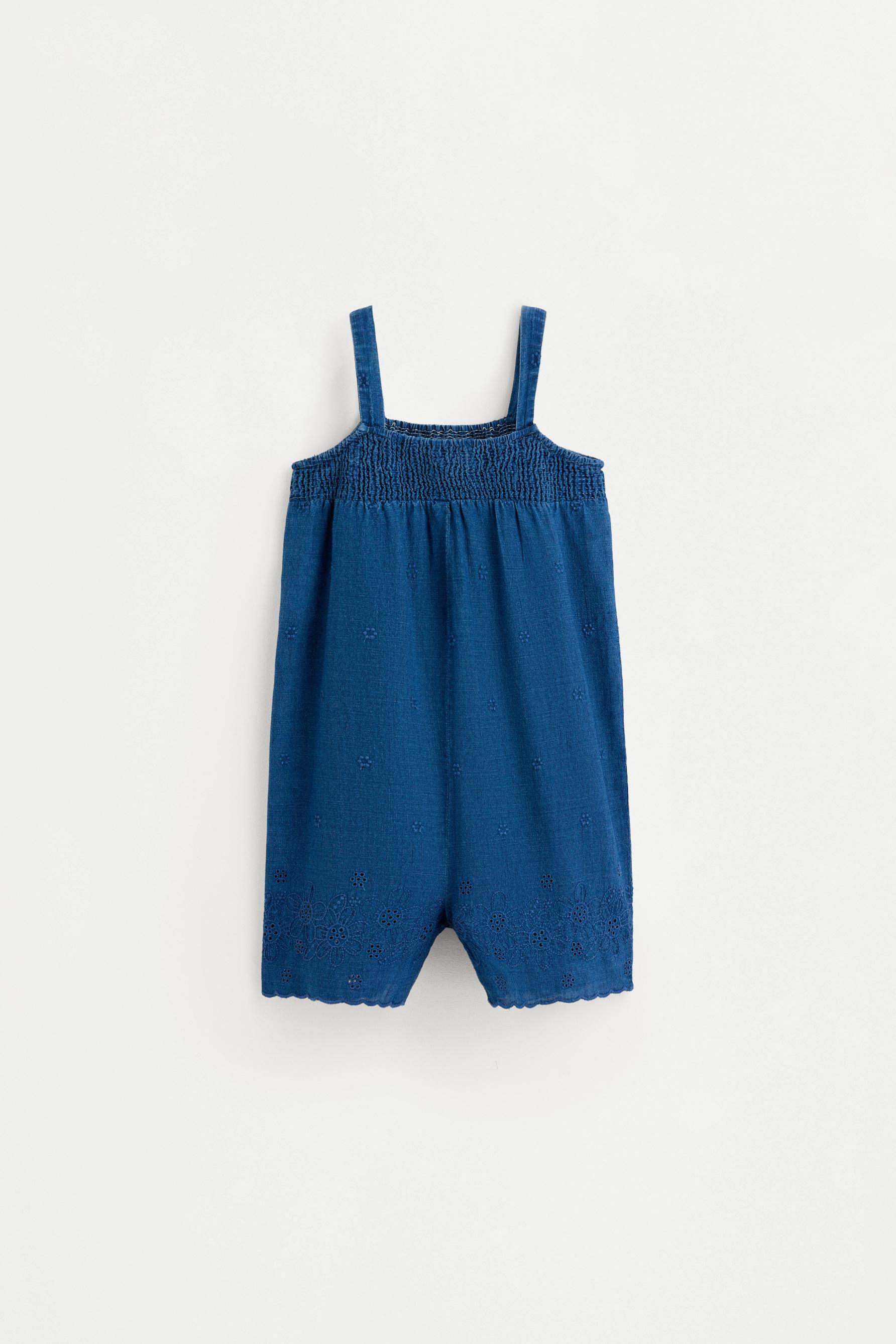 Embroidered denim dungarees — MEDIUM BLUE