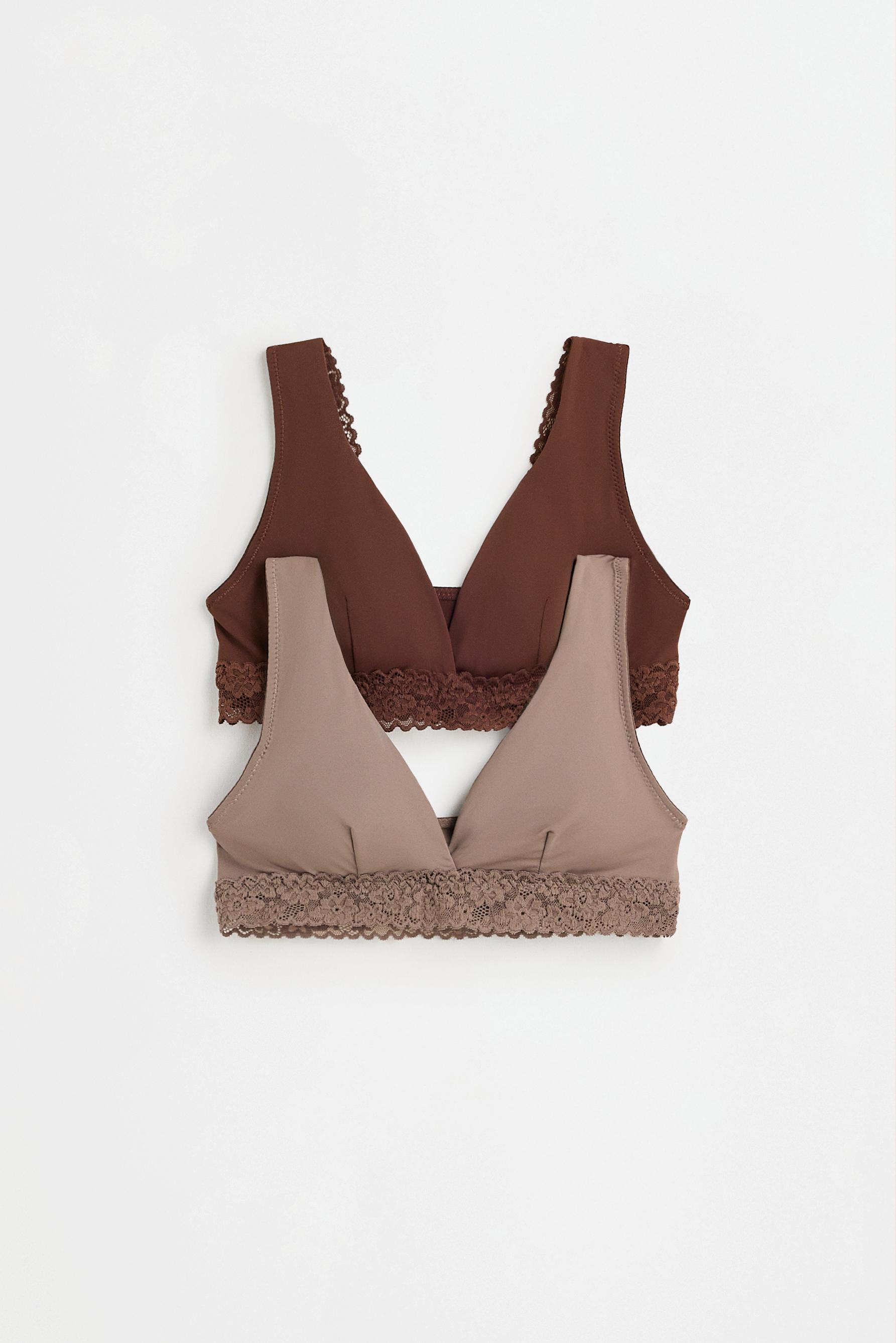 Lace triangle top (2-pack) — CHOCOLATE