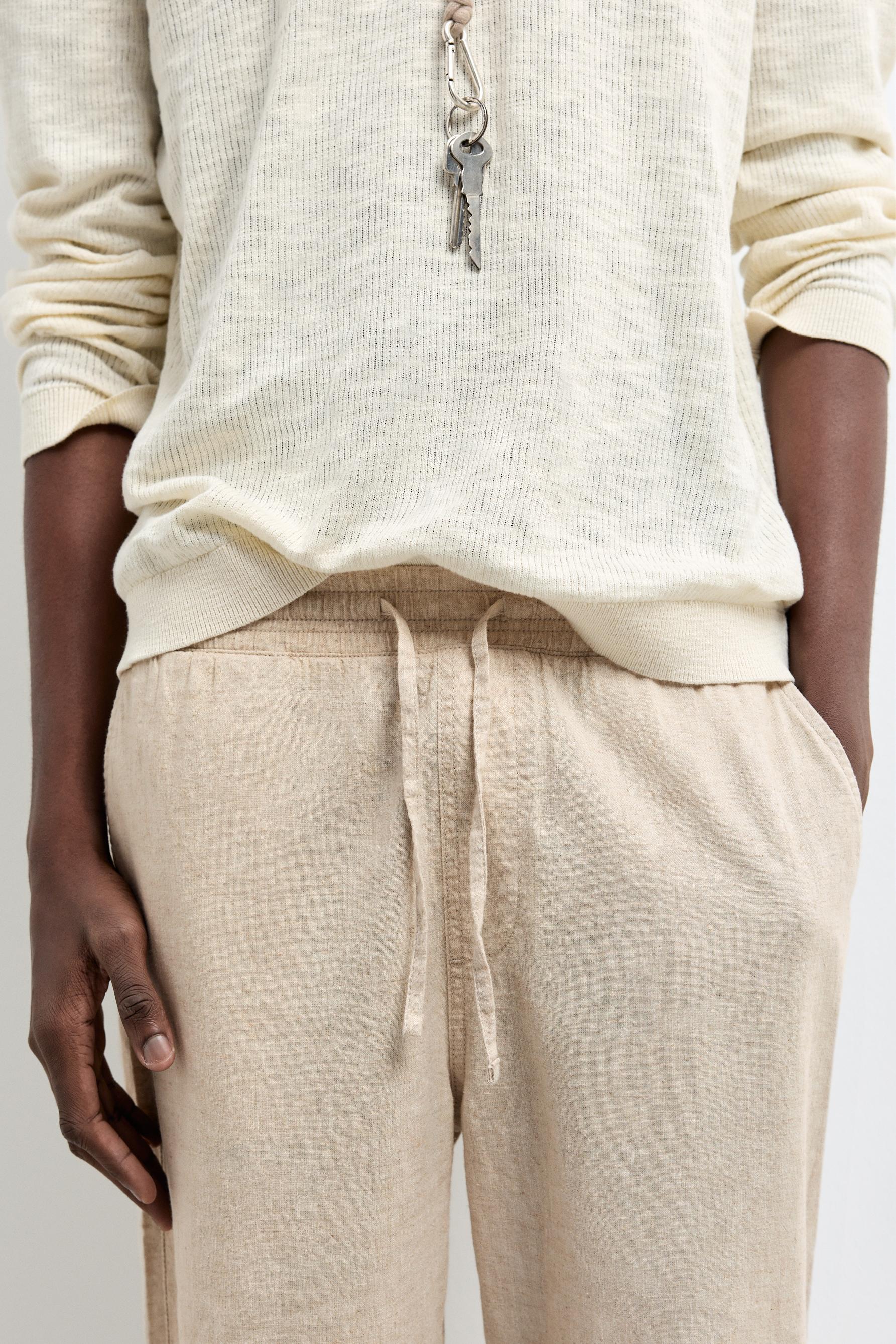 Linen-cotton jogger trousers — OFF WHITE